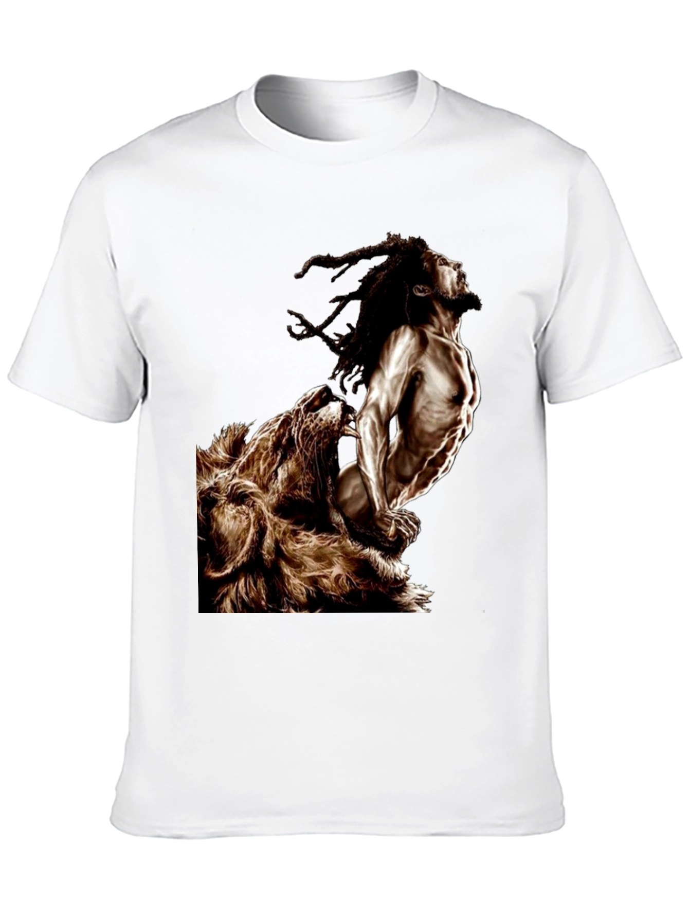 Black Lion & Rasta Graphic T-Shirt - Men's Black Tee view 10