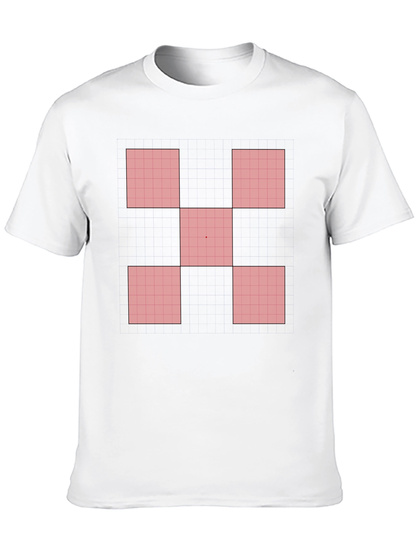 Black Geometric Red Square Pattern Black T-Shirt view 10