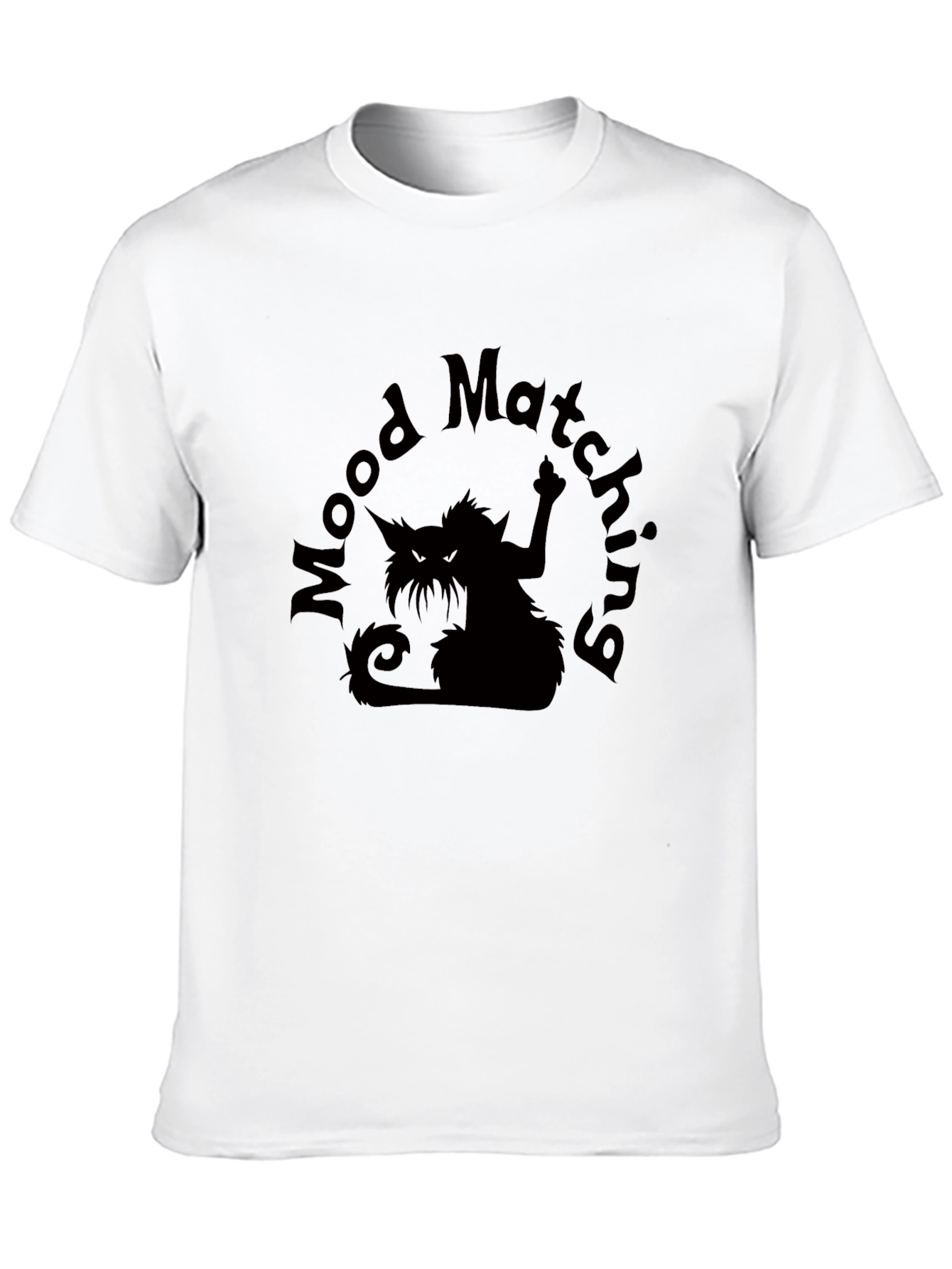 Black Mood Matching Cat Graphic Tee - Black Cotton T-Shirt view 10