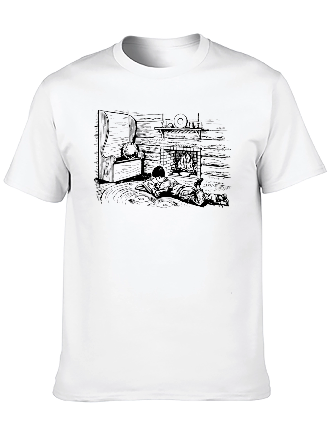 Black Cozy Cabin Scene Graphic T-Shirt view 10