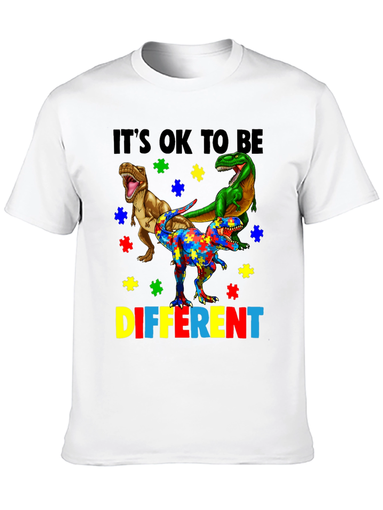Black It's OK To Be Different Autism Awareness T-Shirt view 10