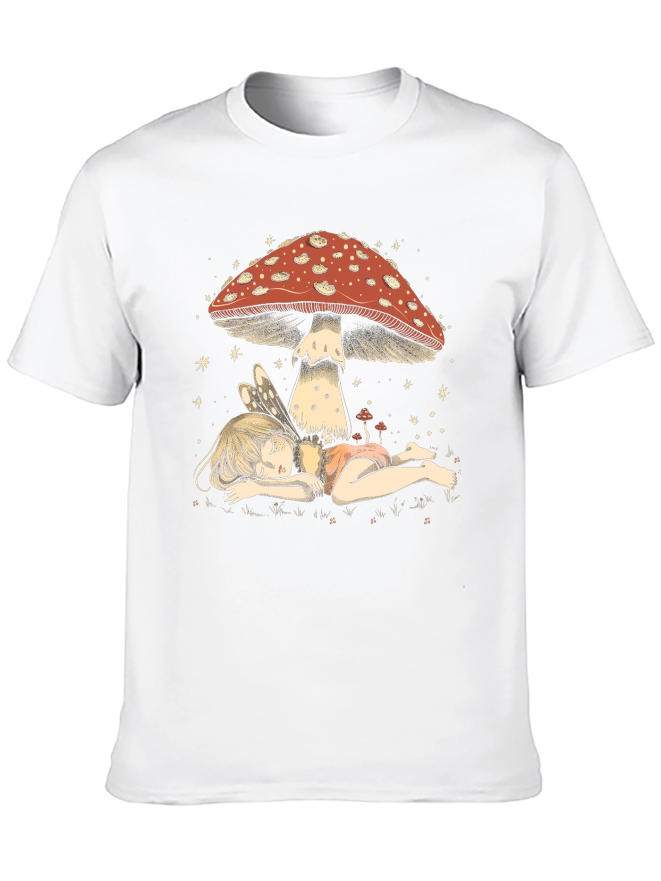 Black Whimsical Mushroom Fairy Graphic Tee view 10
