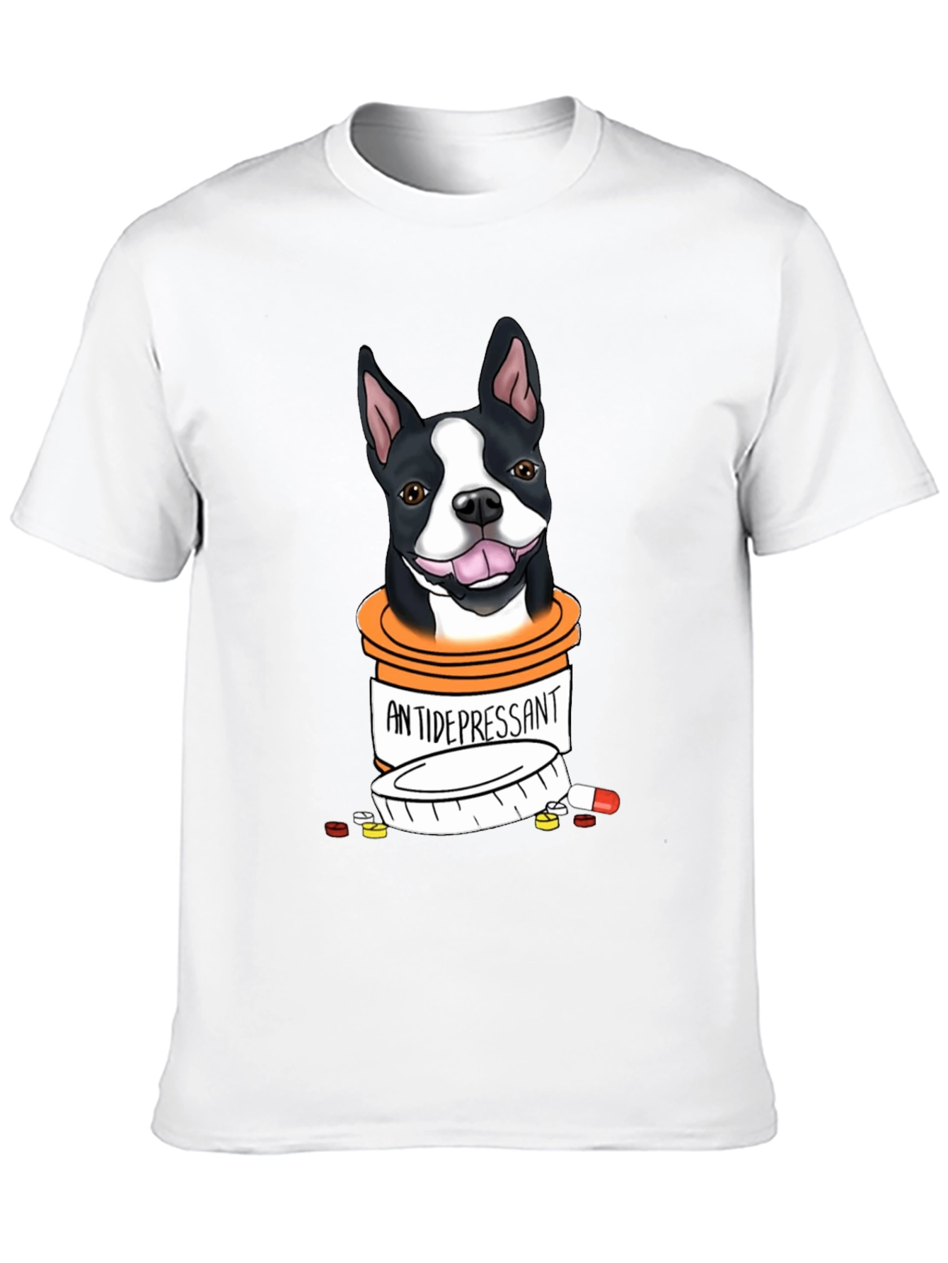 Black Dog Antidepressant T-Shirt - Cute Boston Terrier Graphic Tee view 10