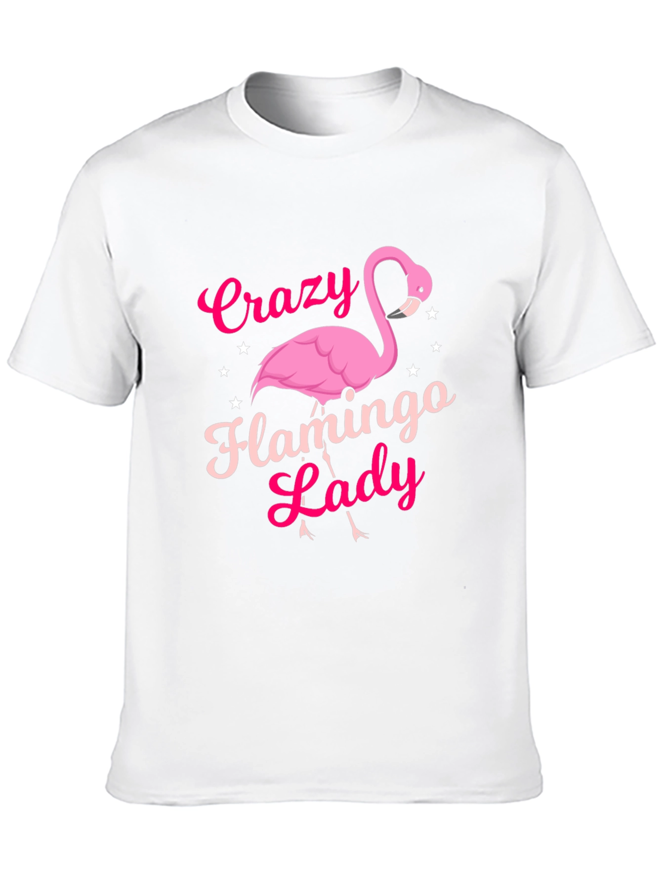 Black Crazy Flamingo Lady T-Shirt - Novelty Graphic Tee view 10