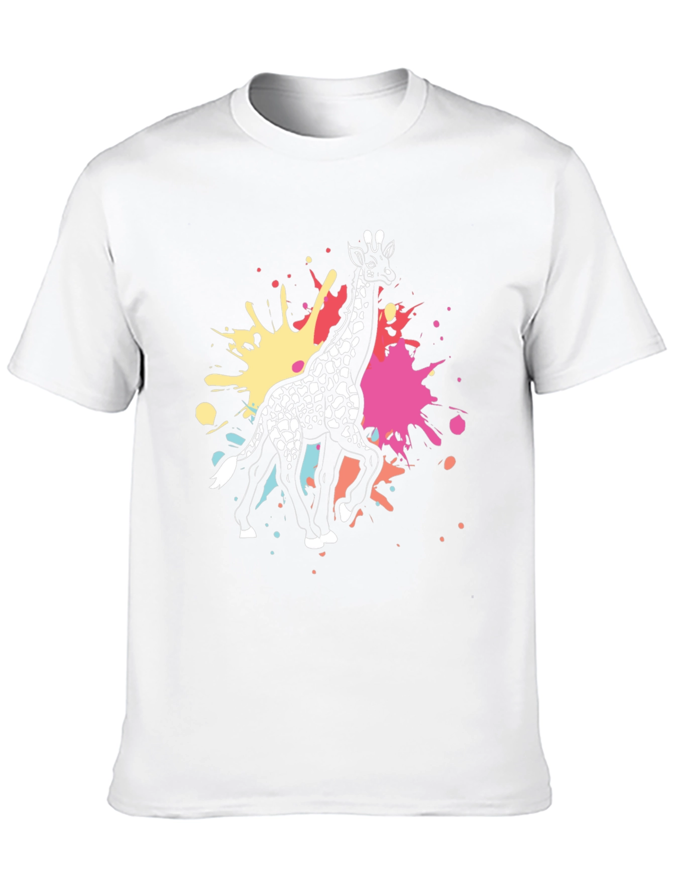 Black Giraffe Splatter Graphic Tee - Black Cotton Shirt view 10