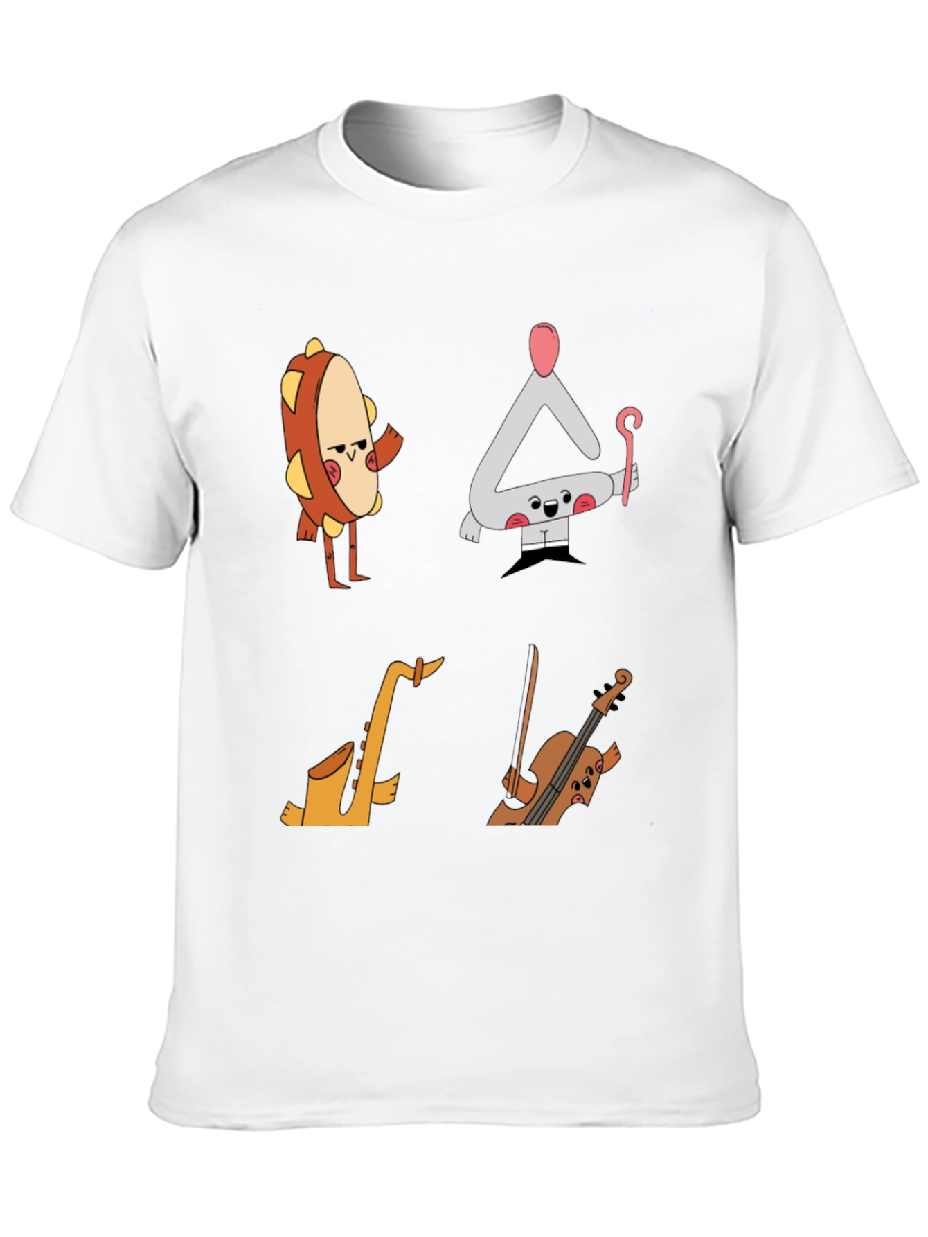 Black Musical Instrument Cartoon T-Shirt - Black view 10