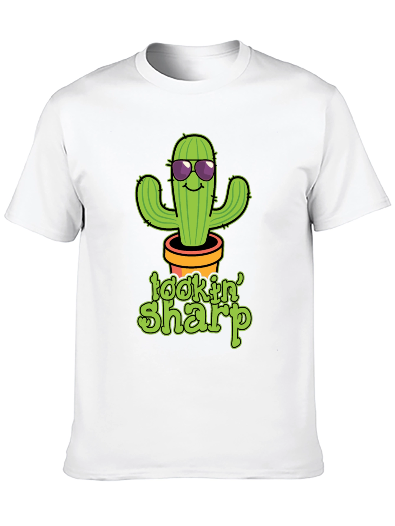 Black Lookin' Sharp Cactus Graphic T-Shirt - Funny Potted Plant Tee view 10