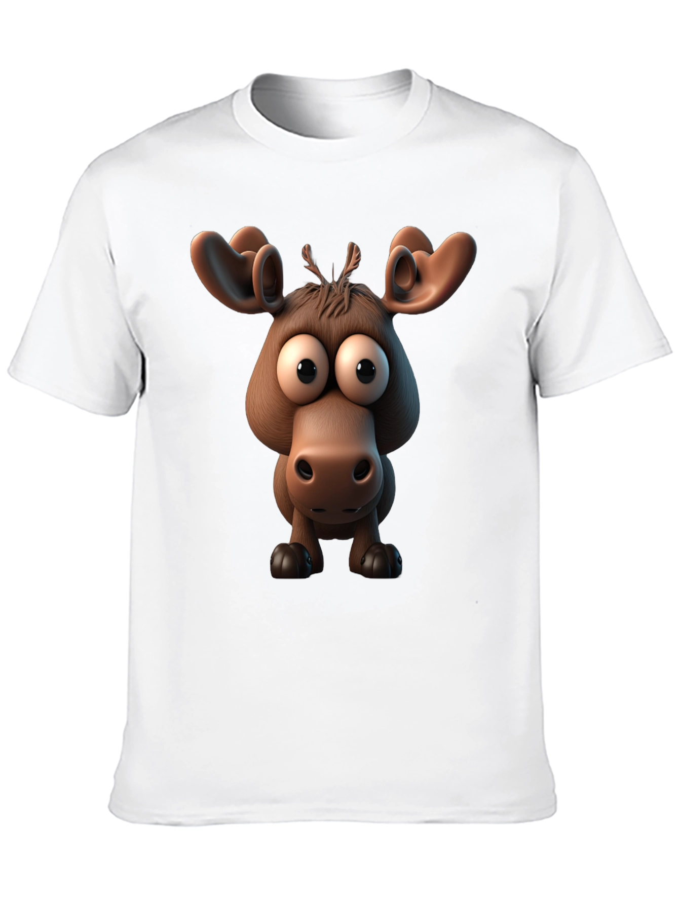 Black Funny Cartoon Moose Black T-Shirt view 10
