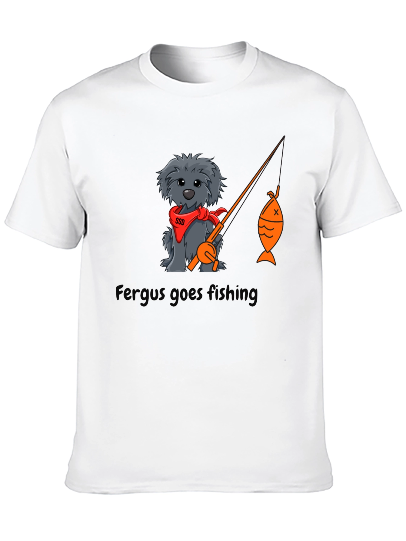 Black Fergus Goes Fishing Black T-Shirt view 10