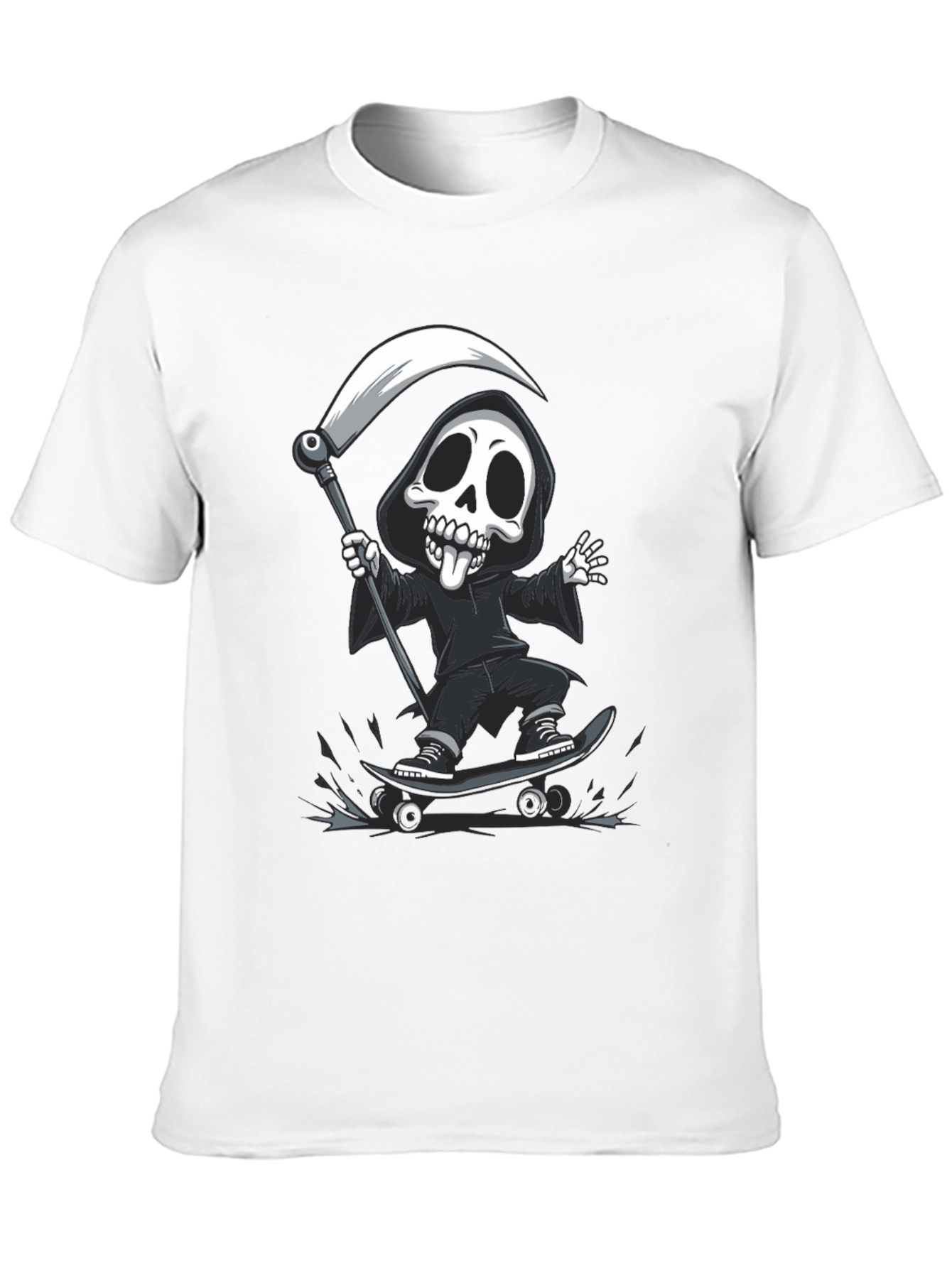 Black Skateboarding Grim Reaper Black T-Shirt view 10