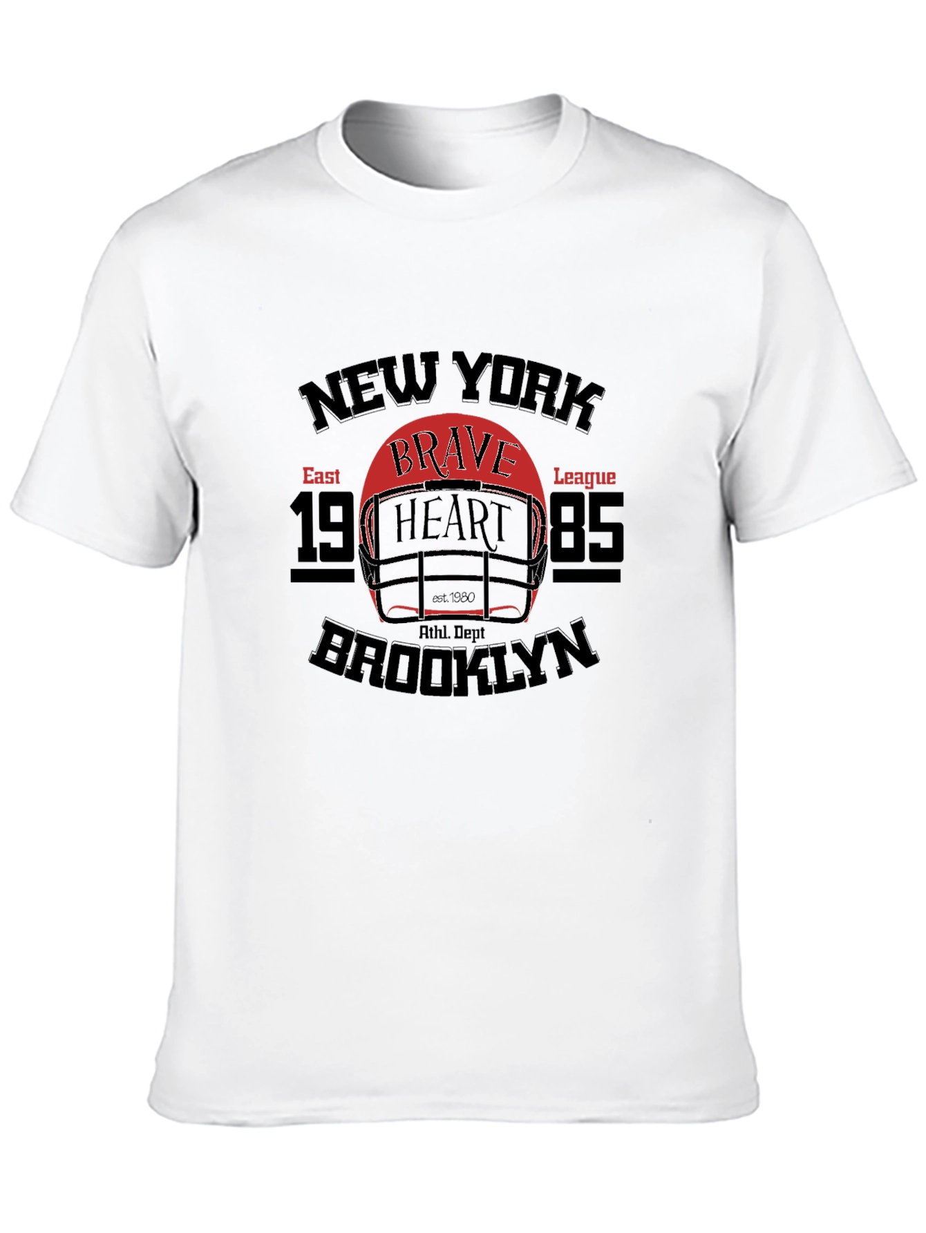 Black New York Brooklyn Brave Heart Football T-Shirt view 10