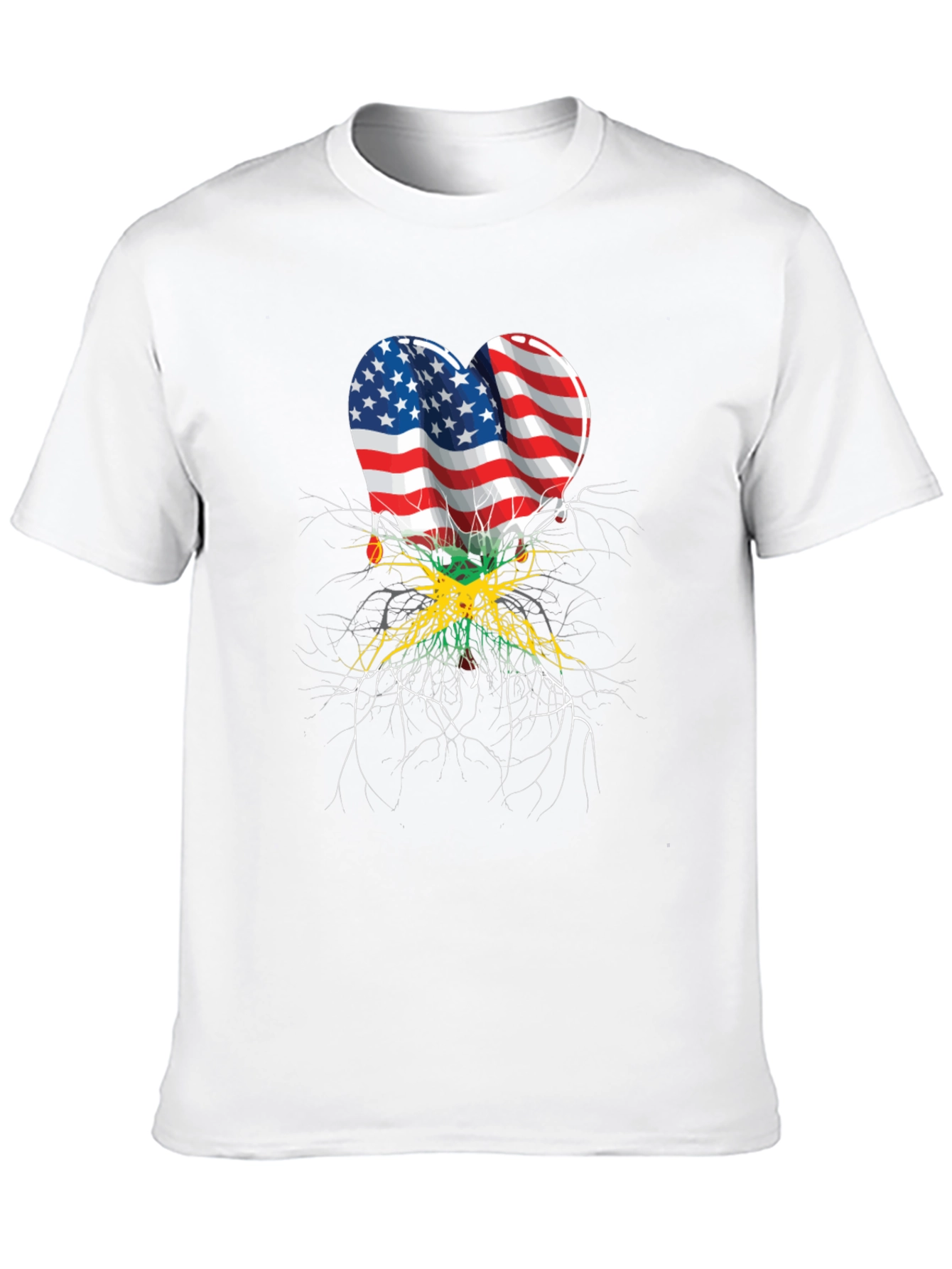 USA Jamaica Flag Heart Roots T-Shirt - 10