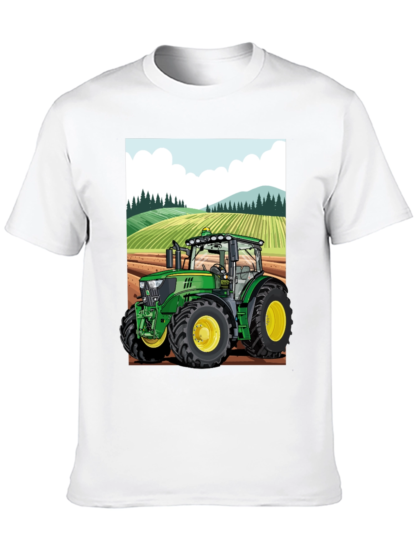 Black Cartoon Tractor T-Shirt - Farming Life view 10