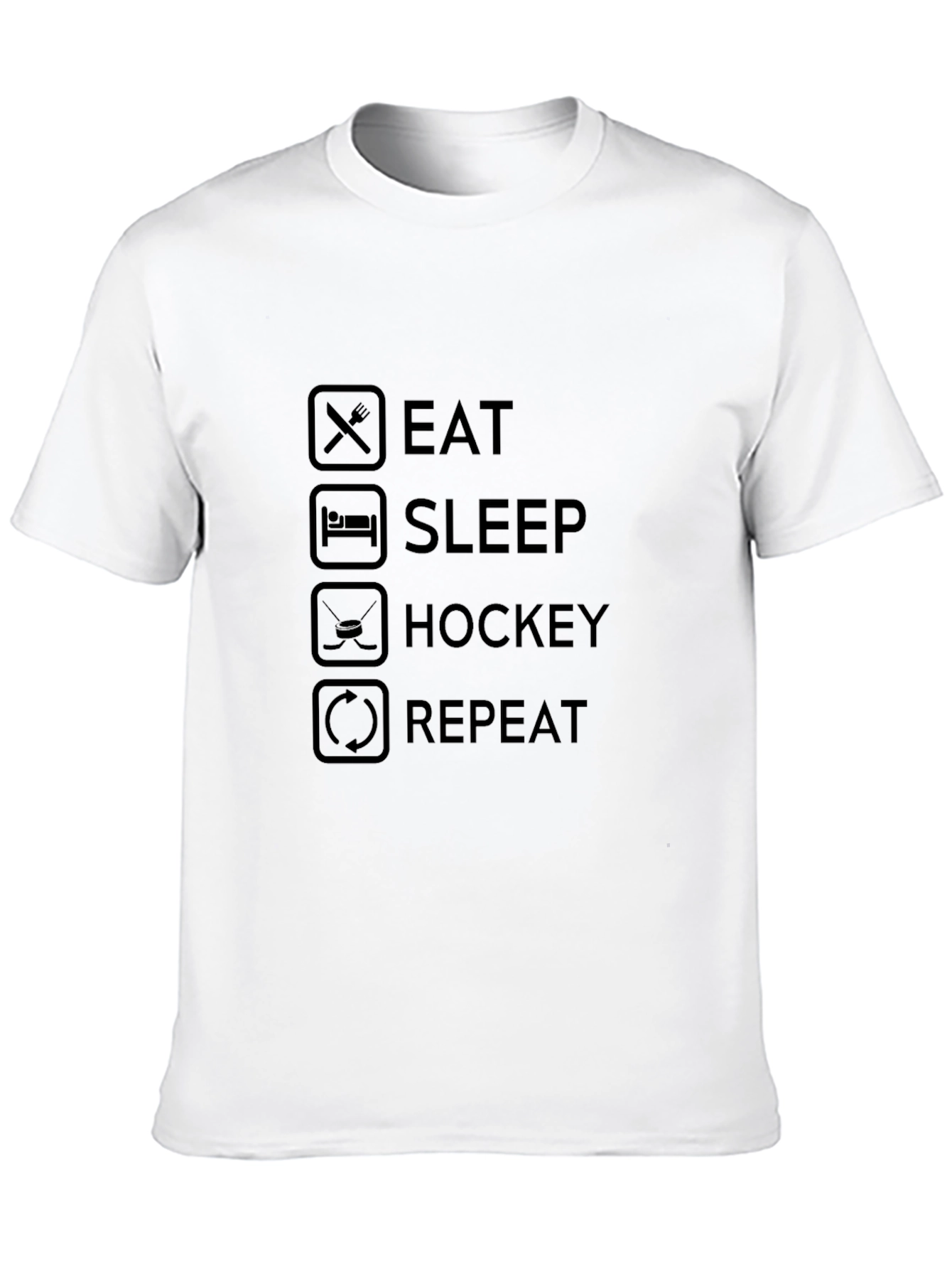 Black Eat Sleep Hockey Repeat Black Graphic Tee view 10