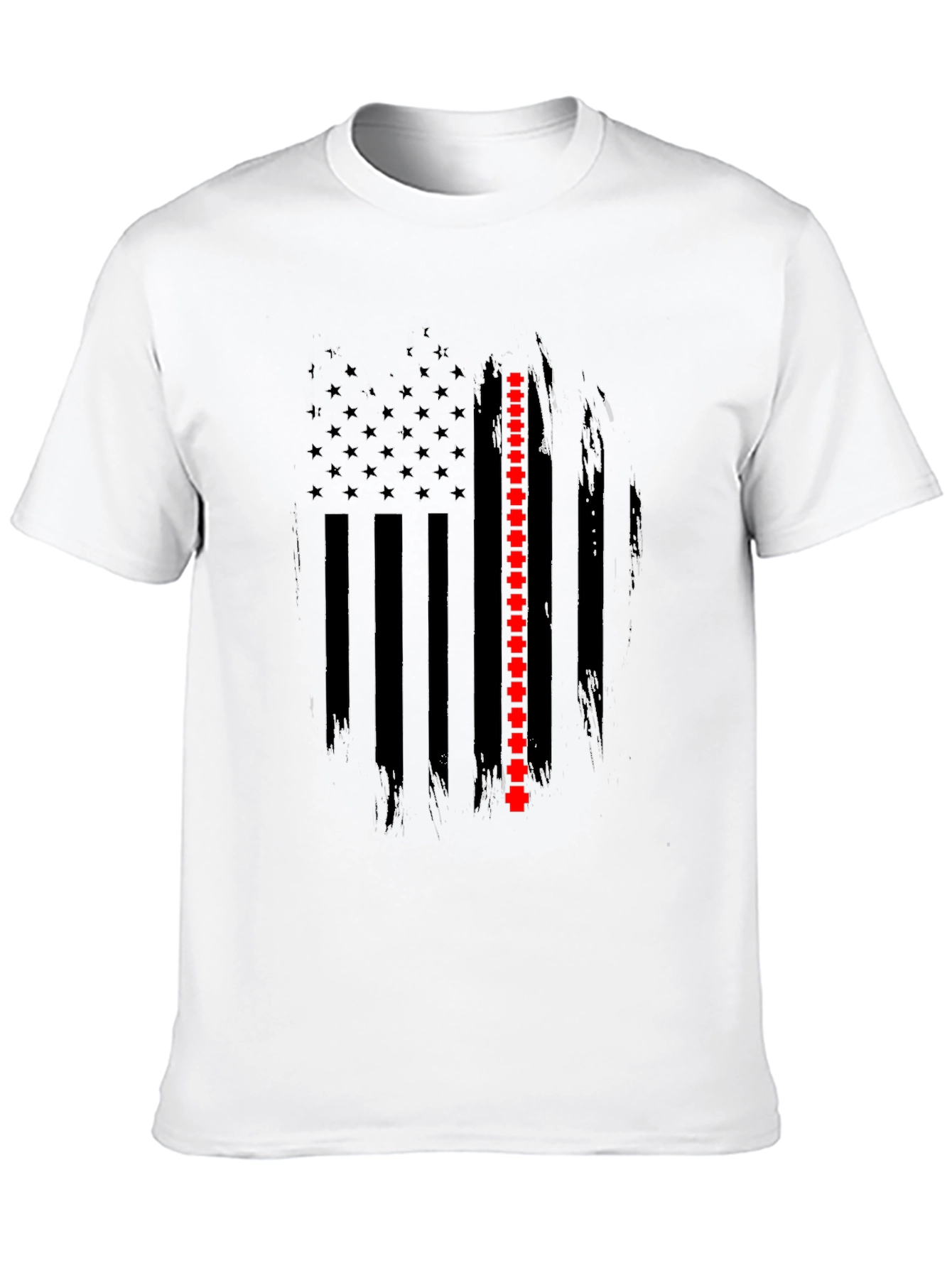 Black Thin Red Line Flag Graphic T-Shirt view 10