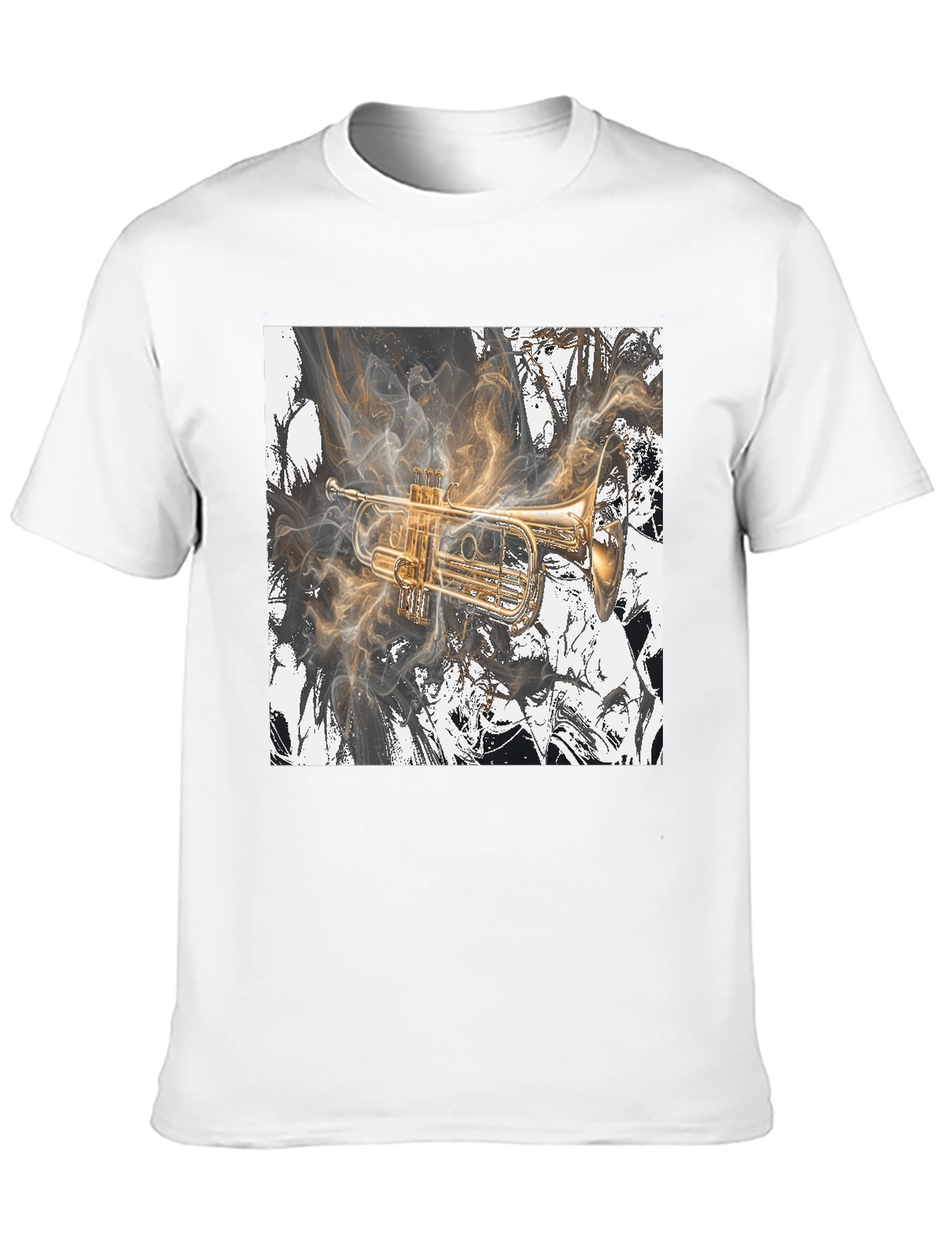 Black Musical Trumpet Graphic Black T-Shirt view 10