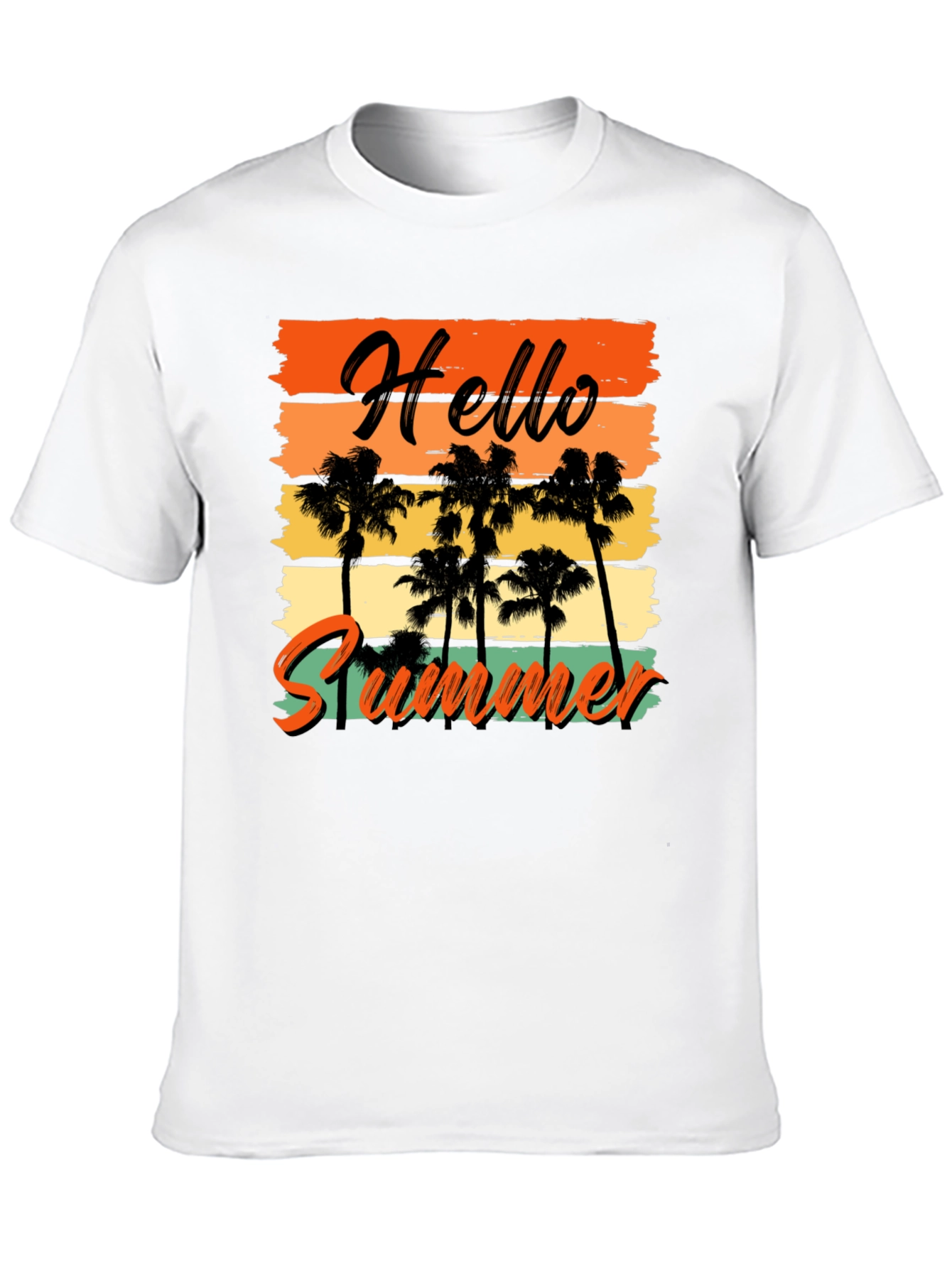 Black Hello Summer Graphic Tee - Black T-Shirt with Palm Trees view 10