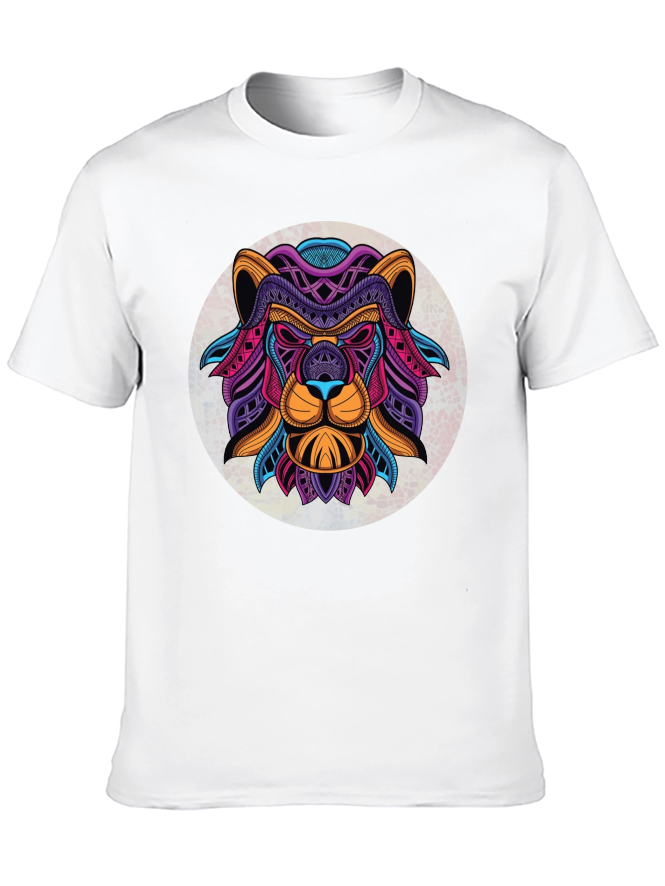 Black Geometric Lion Graphic Black T-Shirt view 10