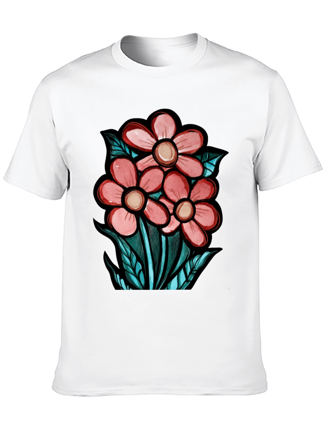 Black Floral Graphic T-Shirt - Unique Design view 10