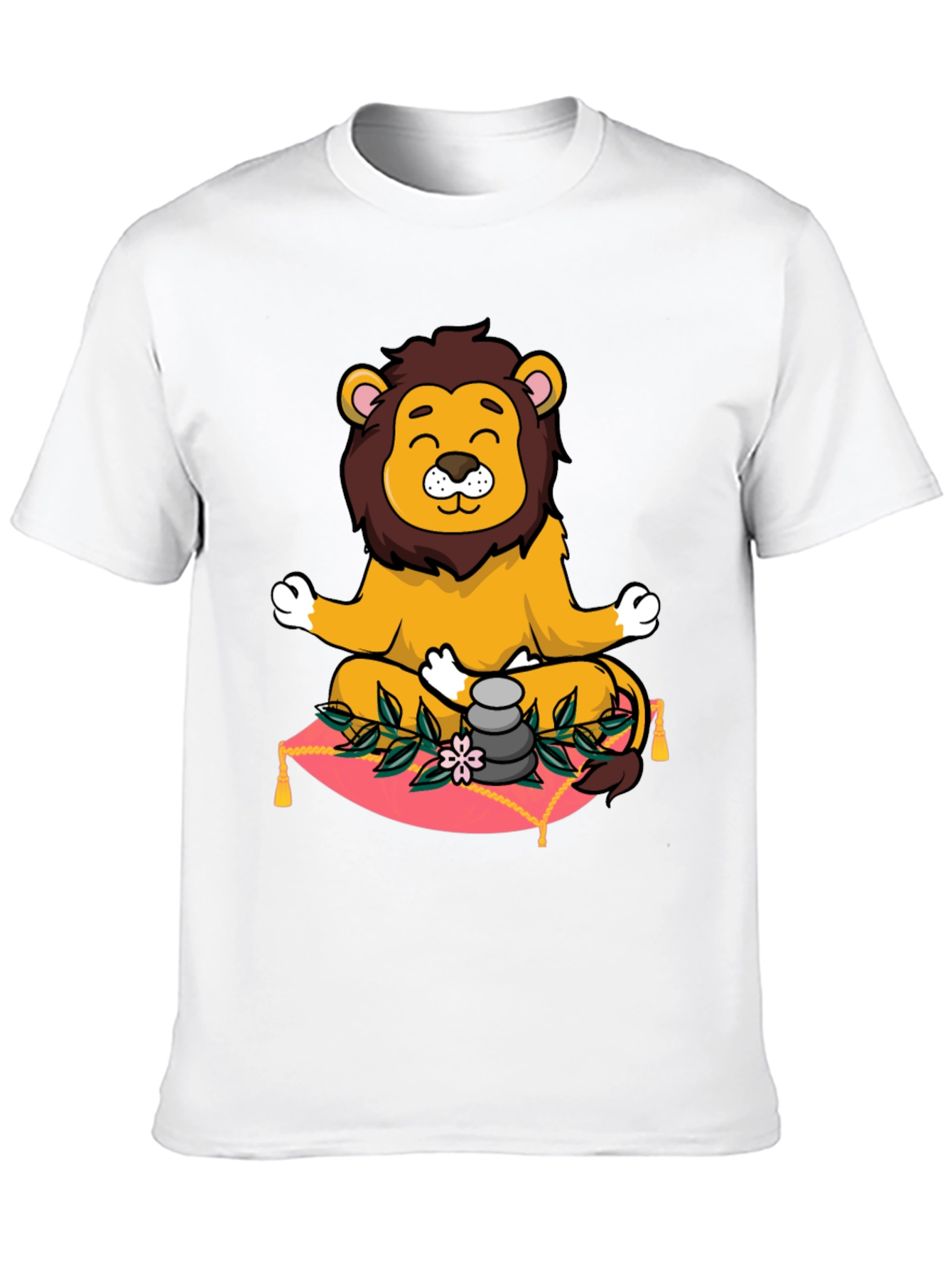Black Zen Lion Meditation Graphic Tee view 10