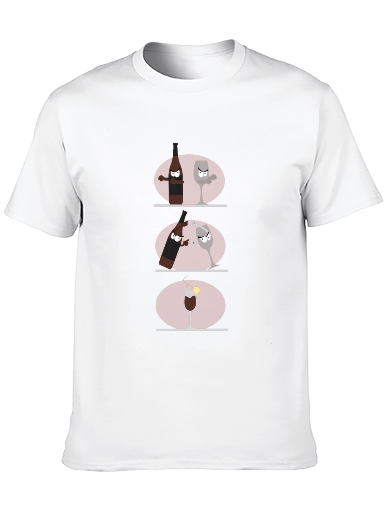 Black Funny Wine Bottle vs. Glass Black Graphic T-Shirt view 10
