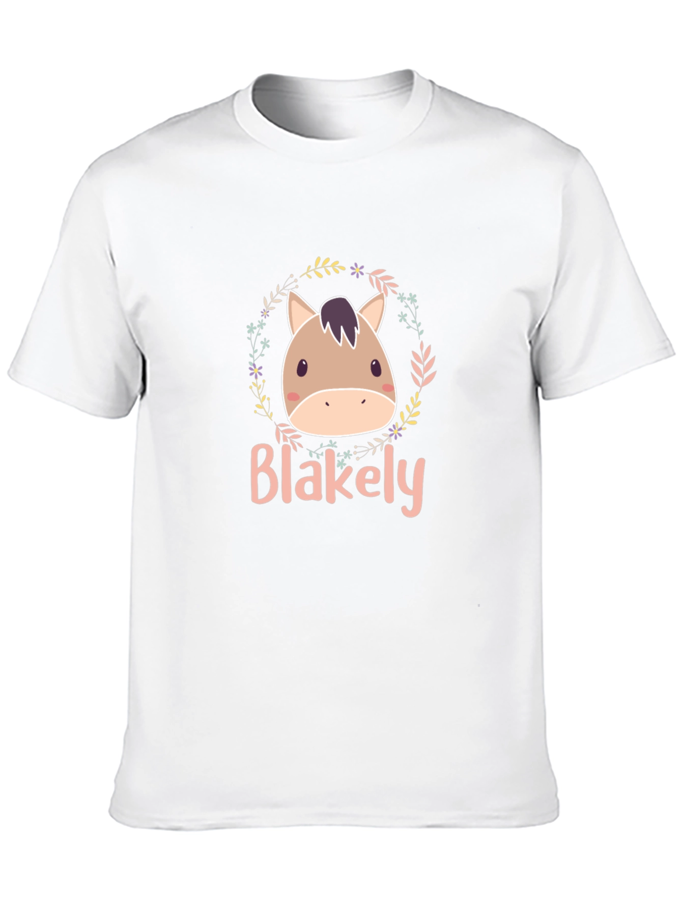 Black Cute Horse Blakely Personalized Black T-Shirt view 10