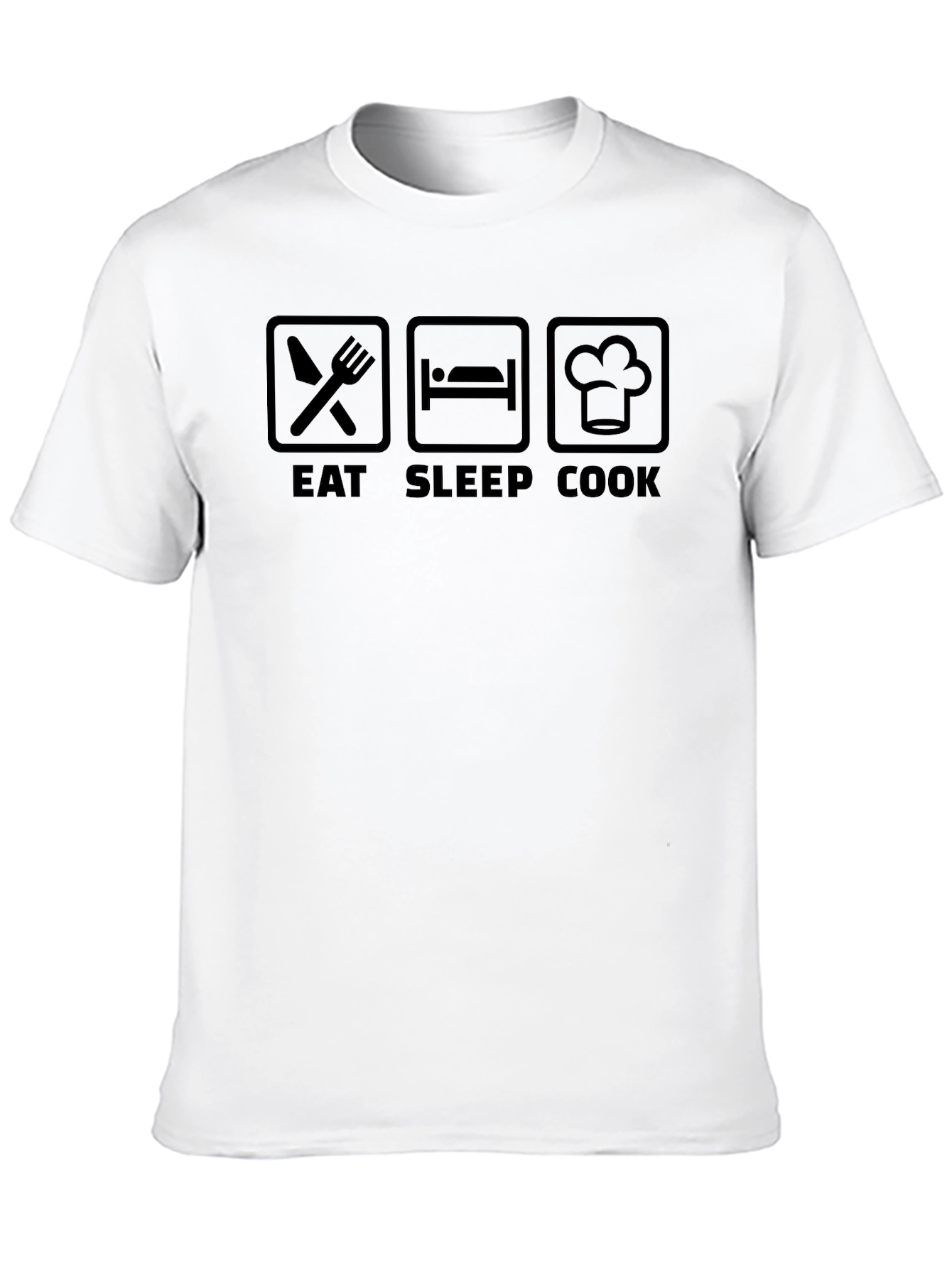 Eat Sleep Cook Graphic T-Shirt - Black Crew Neck - 10
