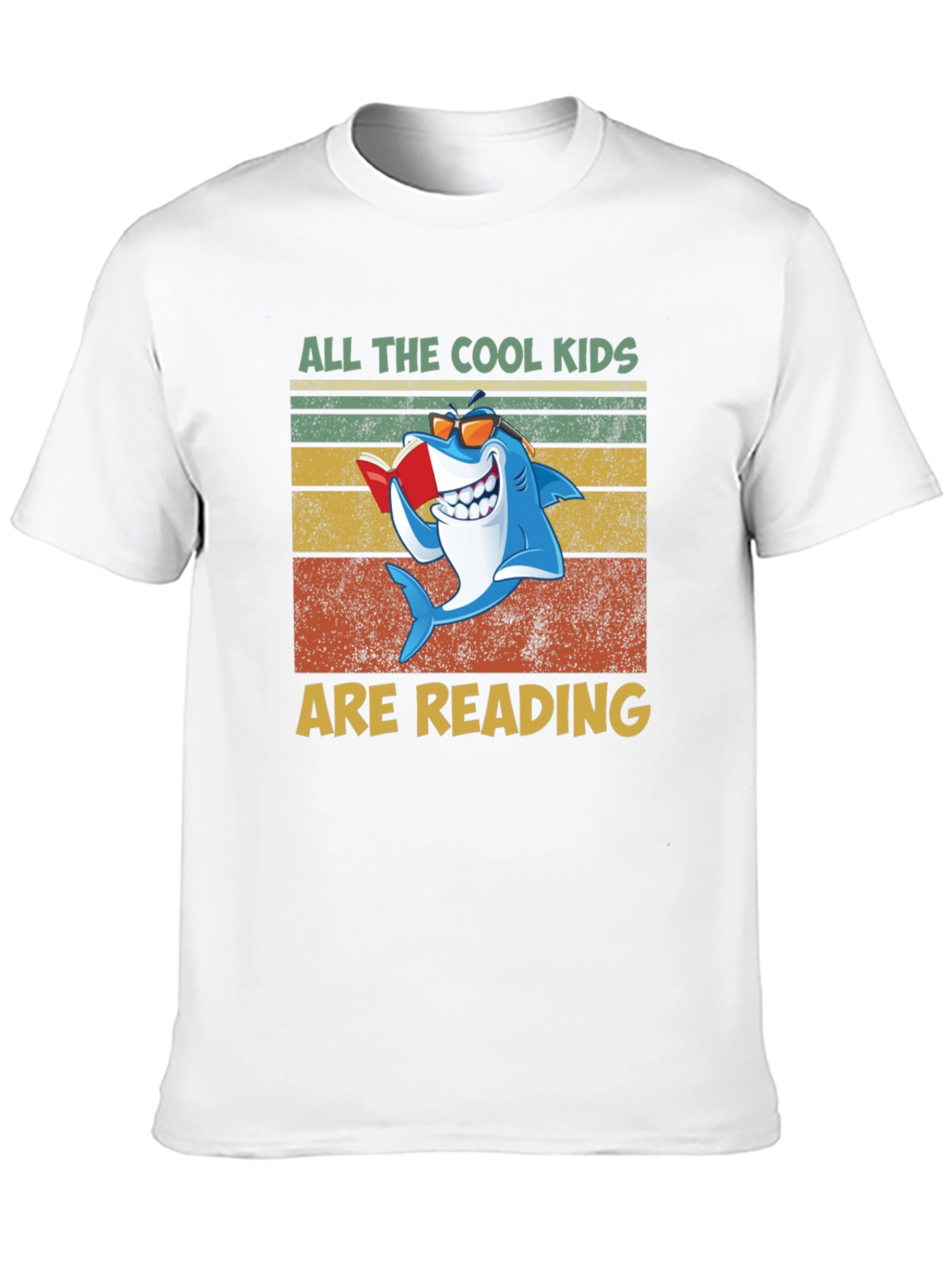 Black Cool Kids Reading Shark Graphic T-Shirt view 10