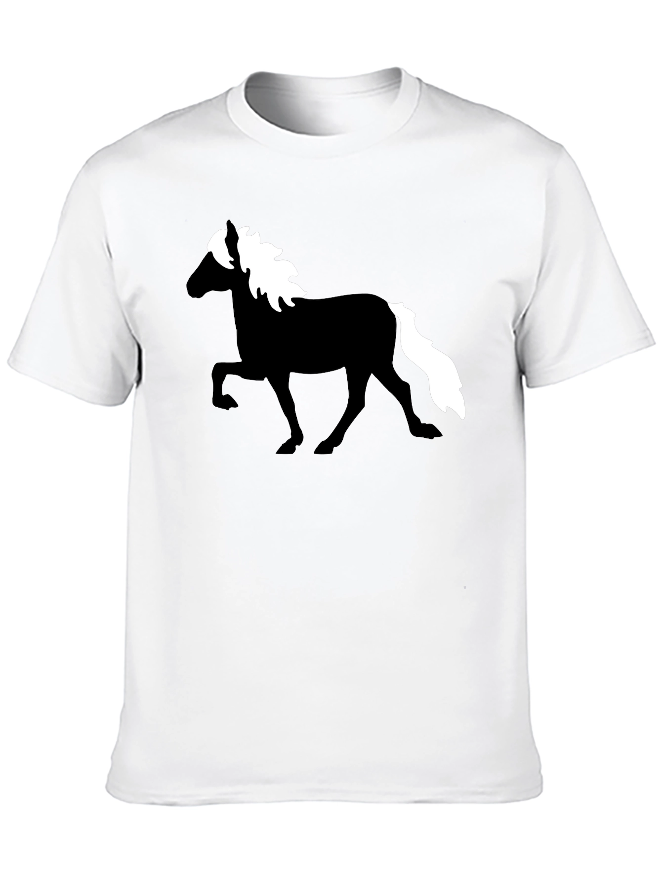 Black Horse Silhouette Graphic Tee - Black Cotton T-Shirt view 10