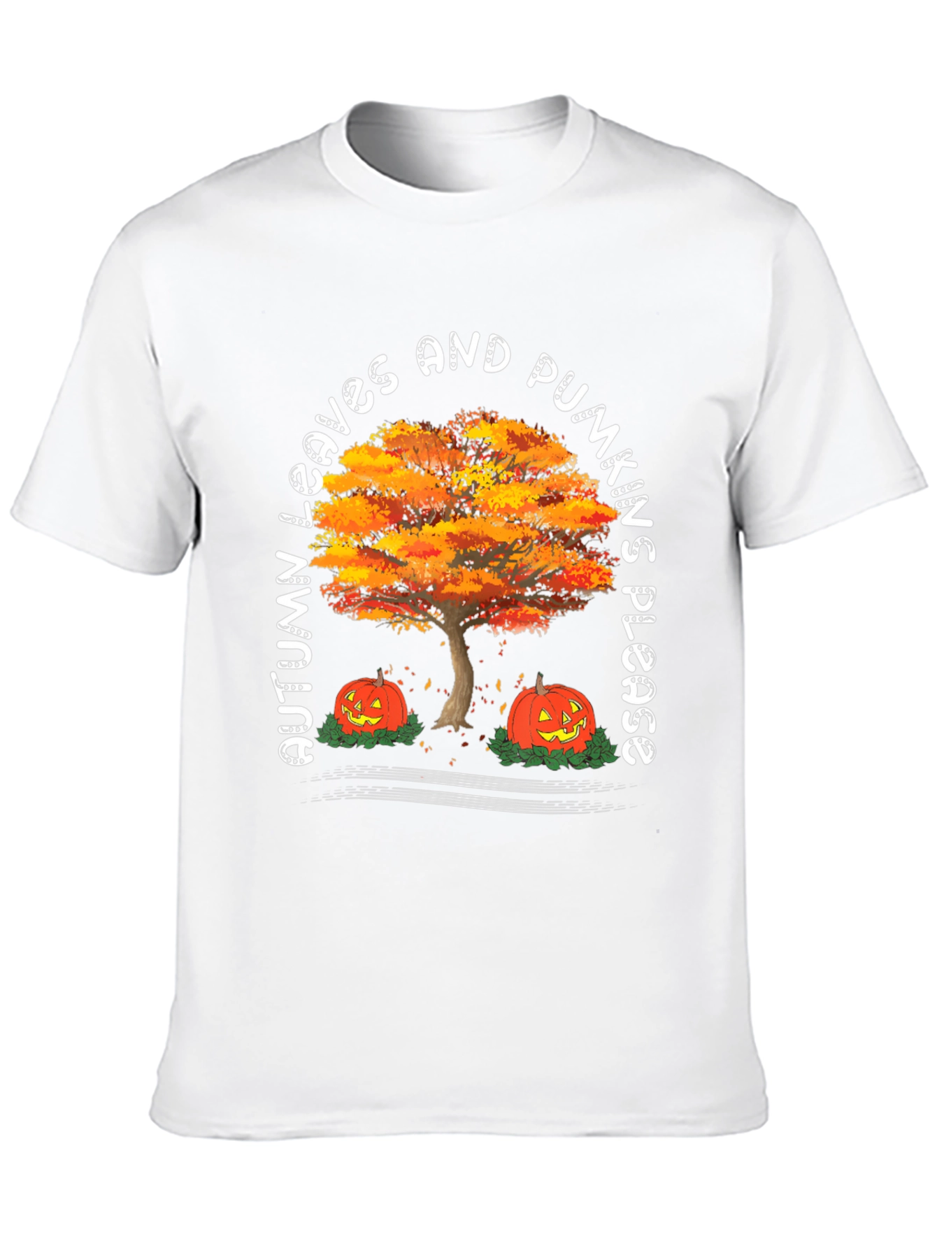 Black Autumn Leaves & Pumpkins Please Graphic Tee view 10