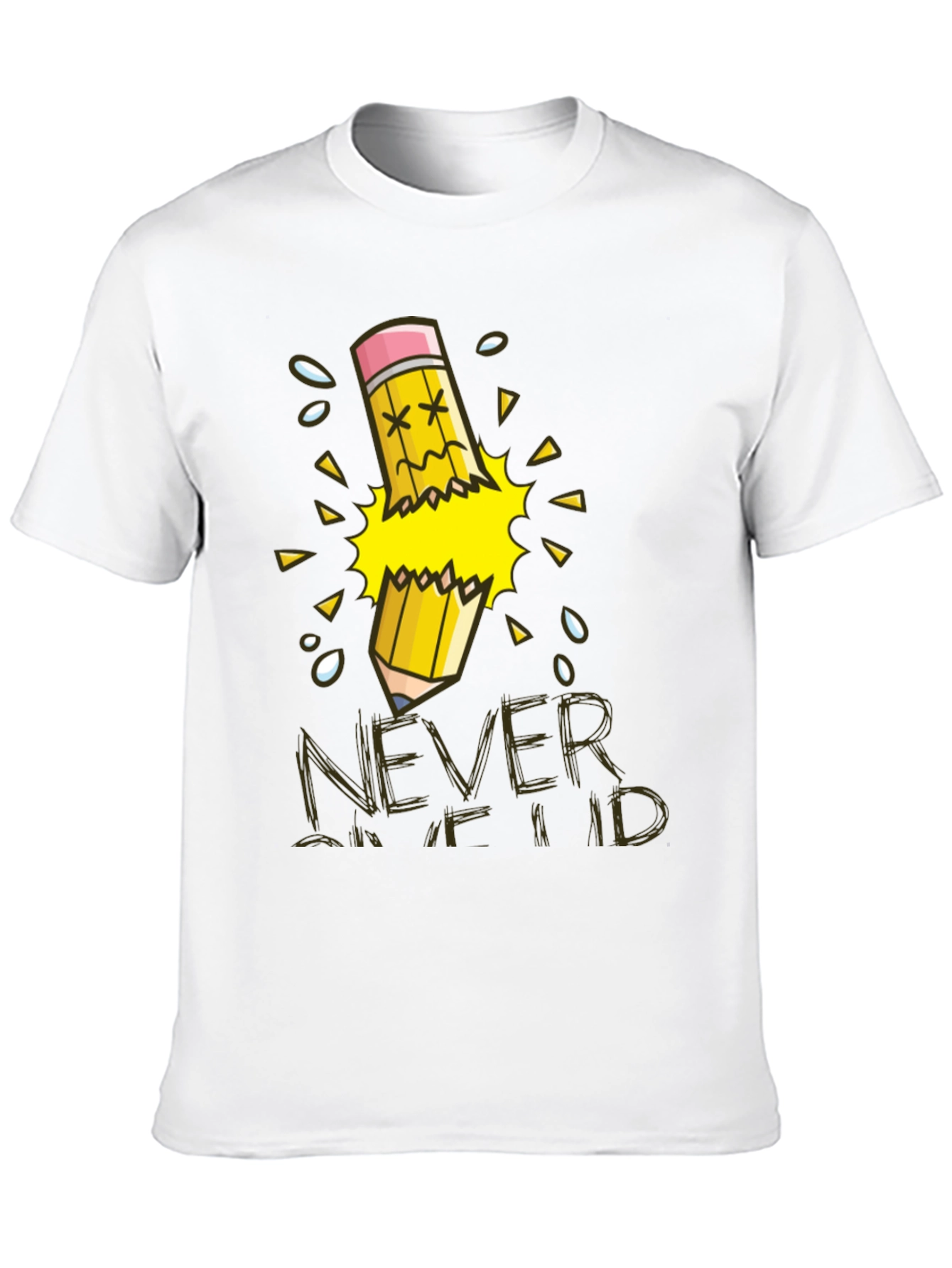 Black Never Give Up T-Shirt, Broken Pencil Design view 10