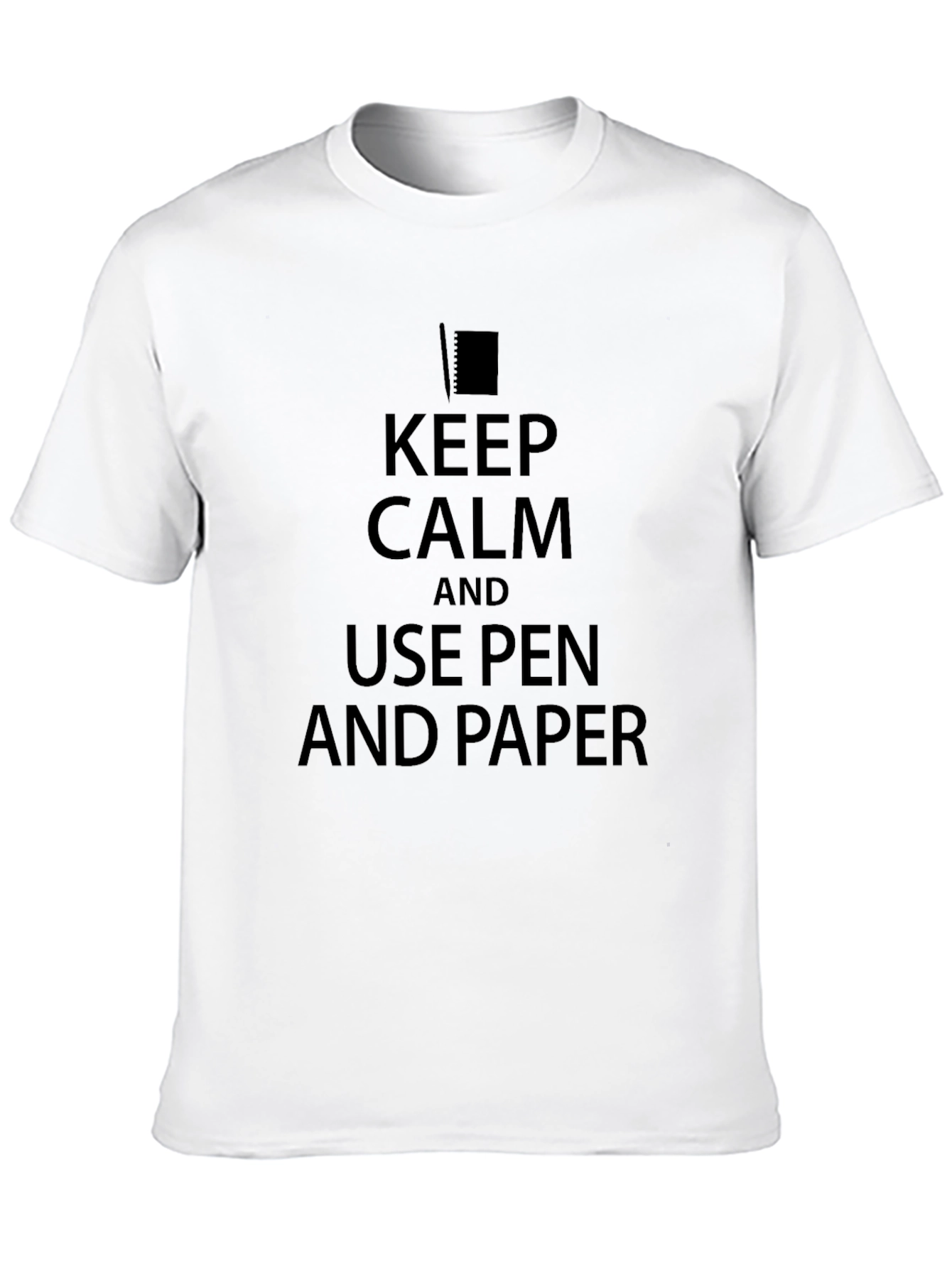 Keep Calm Use Pen and Paper Black T-Shirt - 10