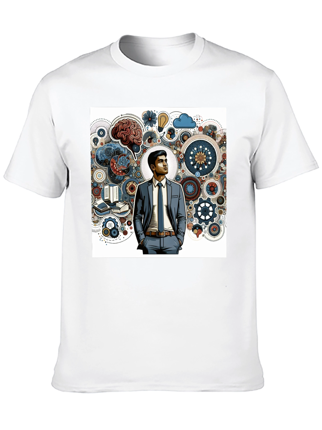 Black Creative Thinking Graphic Tee - Brain Gears Design view 10