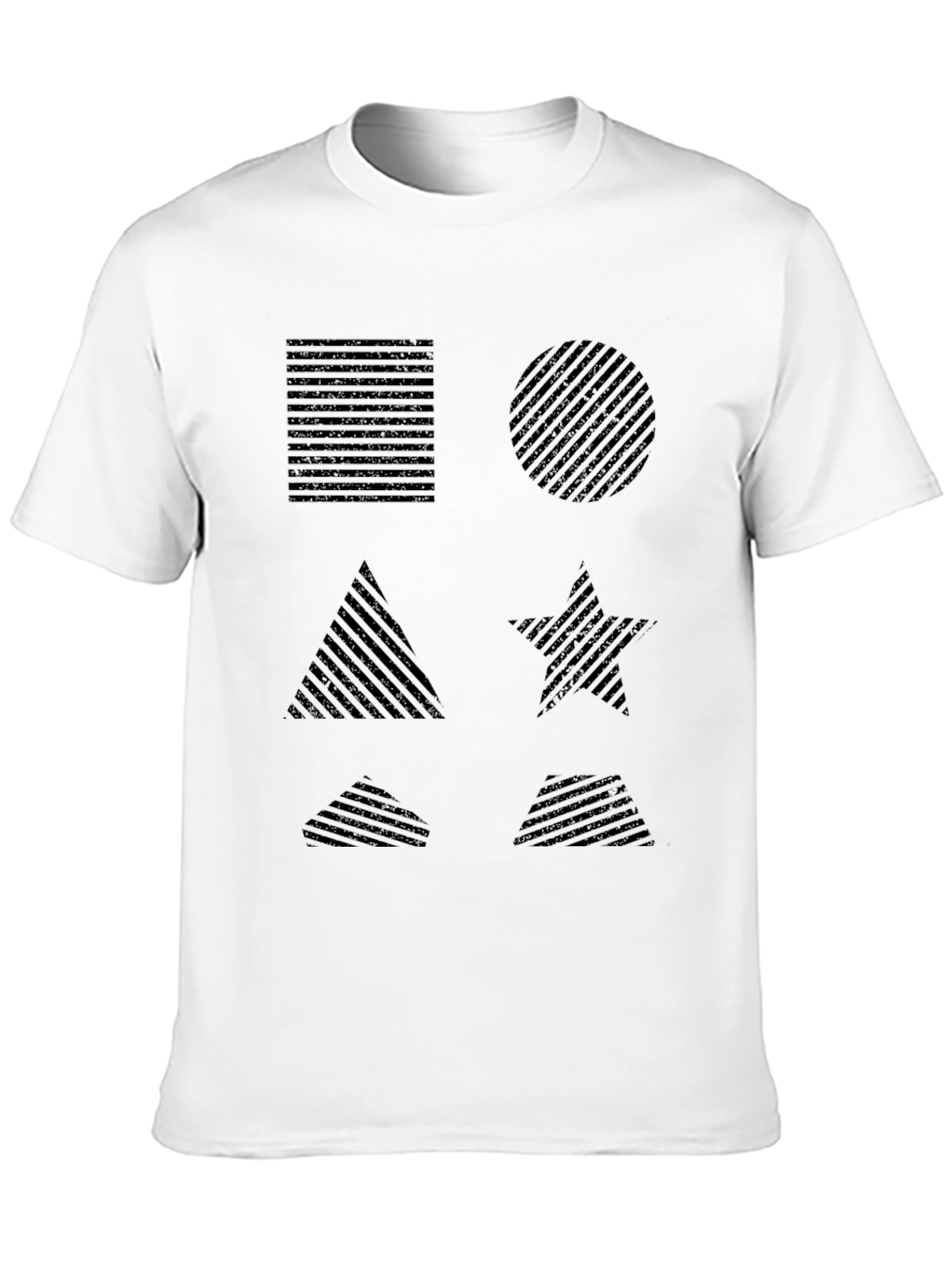 Black Geometric Shapes Pattern Black T-Shirt view 10