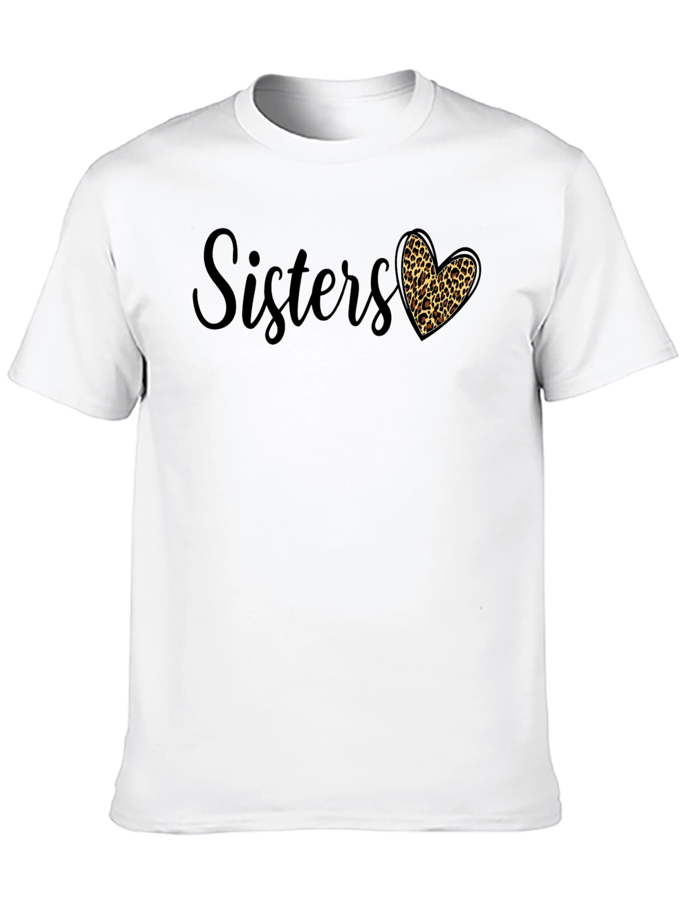 Black Sisters Leopard Print Heart Graphic Tee view 10