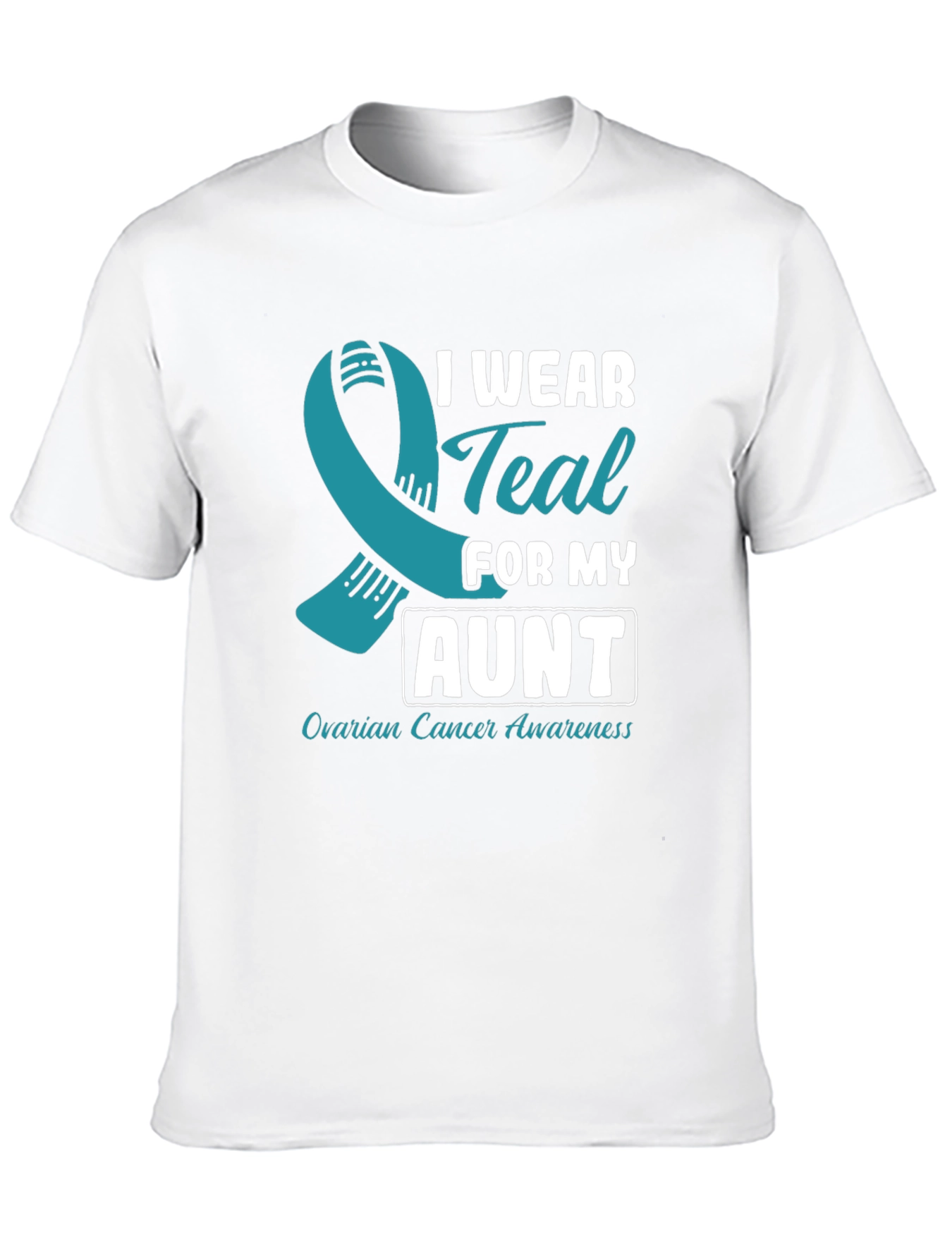 Black Ovarian Cancer Awareness T-Shirt - I Wear Teal For My Aunt view 10