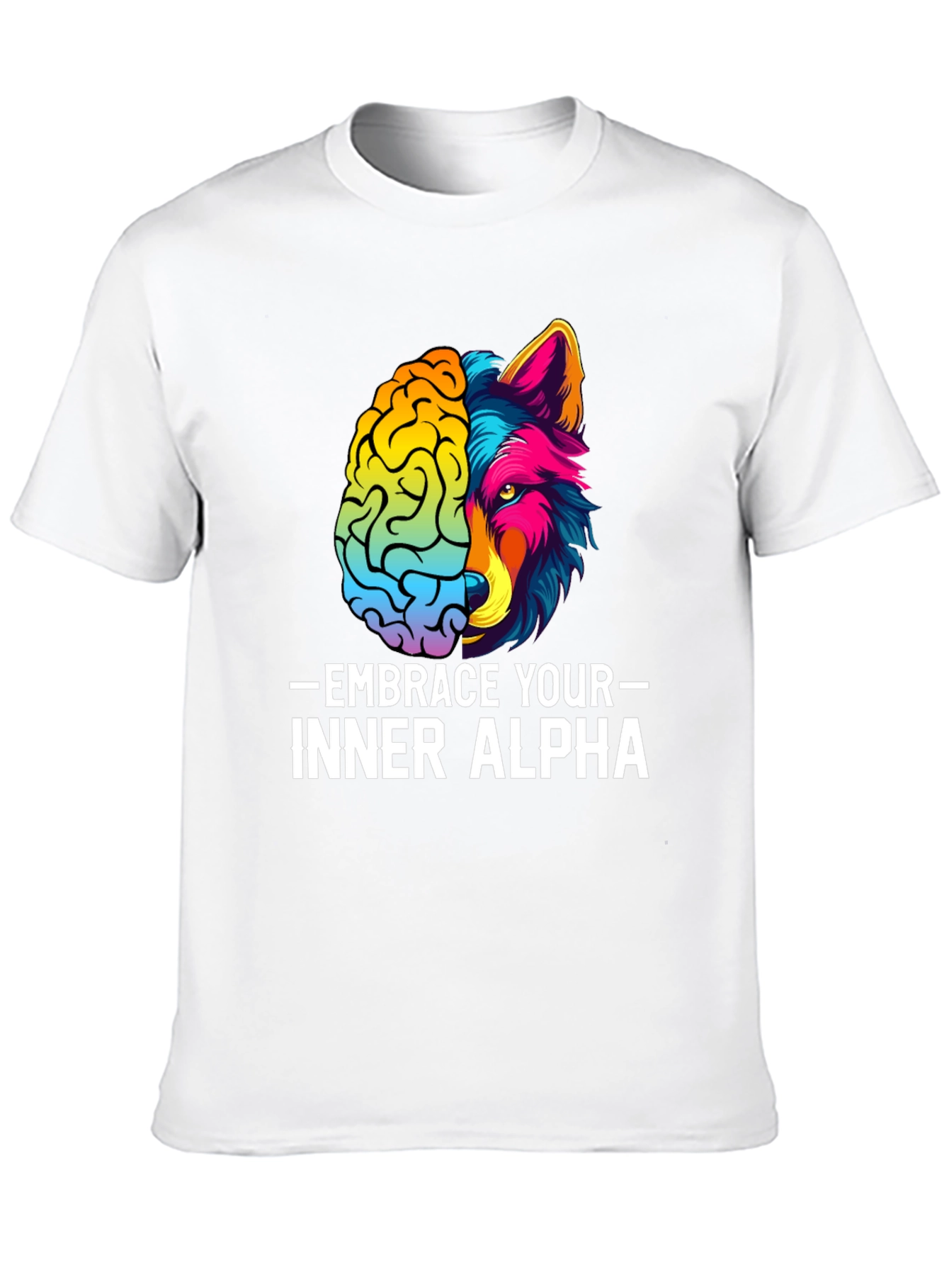 Black Embrace Your Inner Alpha T-Shirt - Brain & Wolf Design view 10