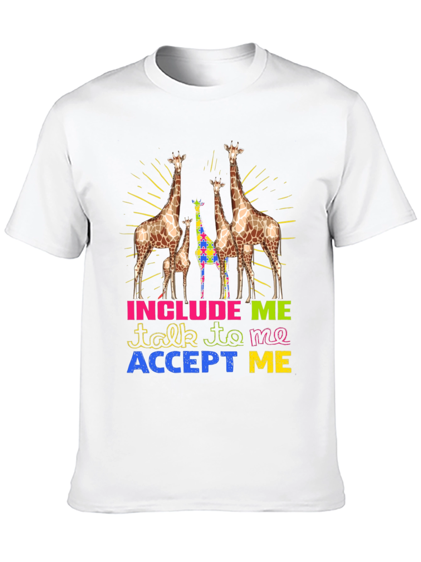 Black Autism Awareness Giraffe T-Shirt view 10