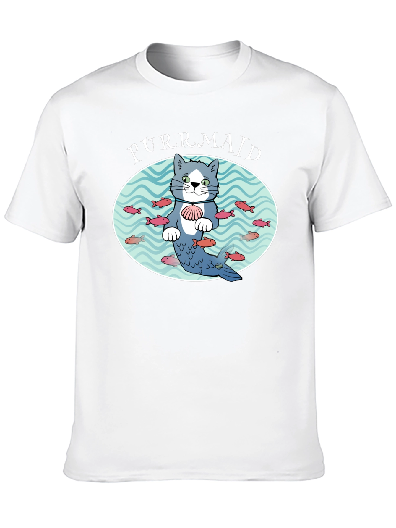Black Purrmaid Cat Graphic T-Shirt - Unisex Cotton Tee view 10