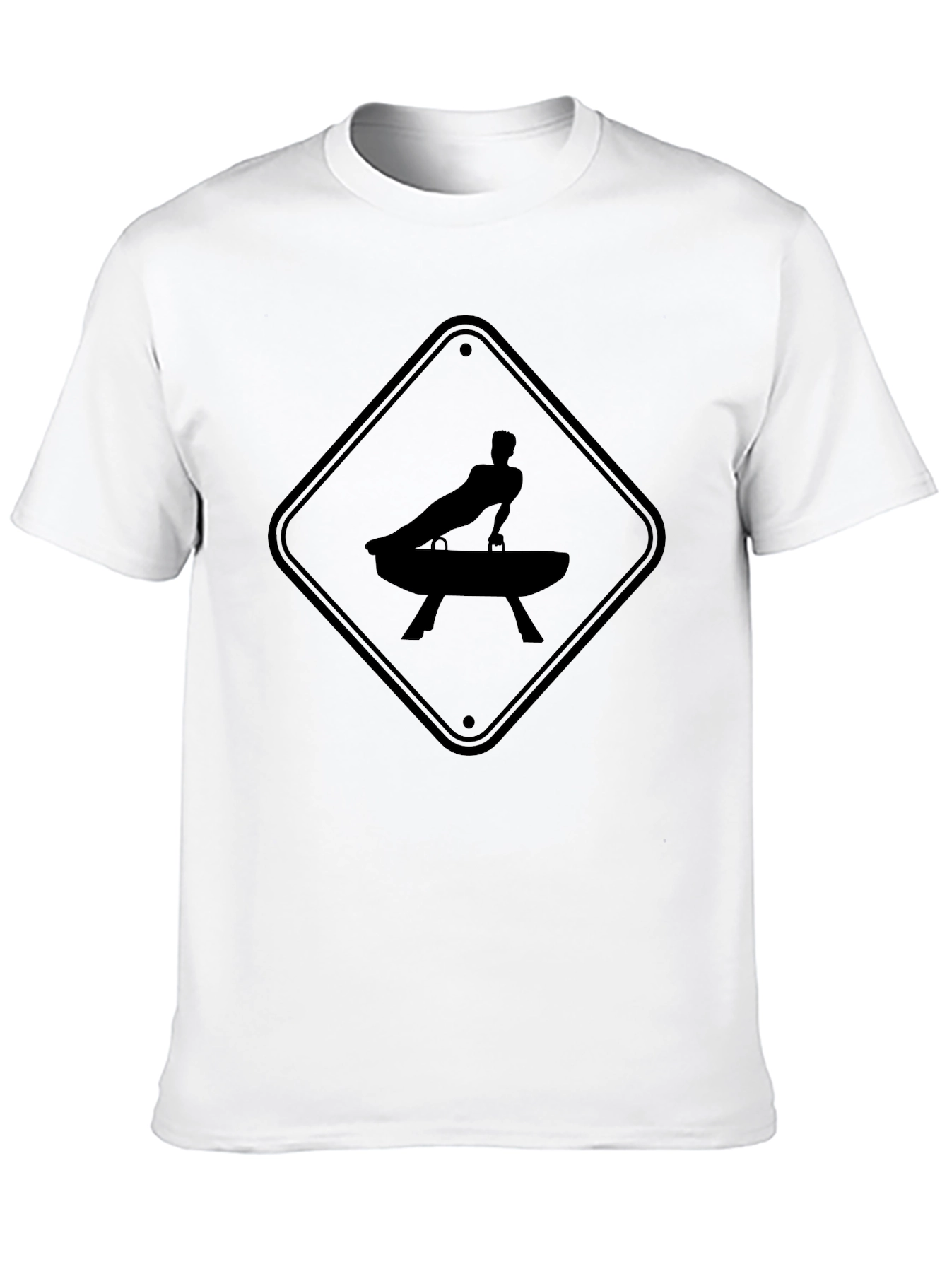 Black Gymnastics Pommel Horse Warning Sign T-Shirt view 10