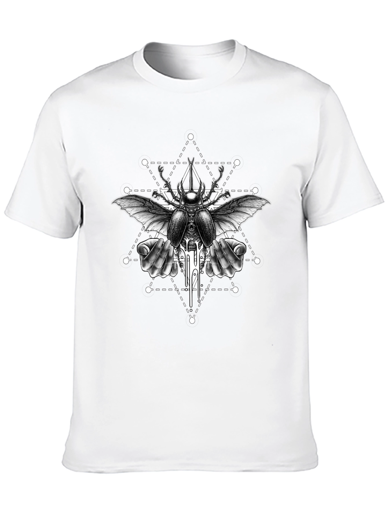 Black Geometric Beetle Graphic Tee - Black view 10