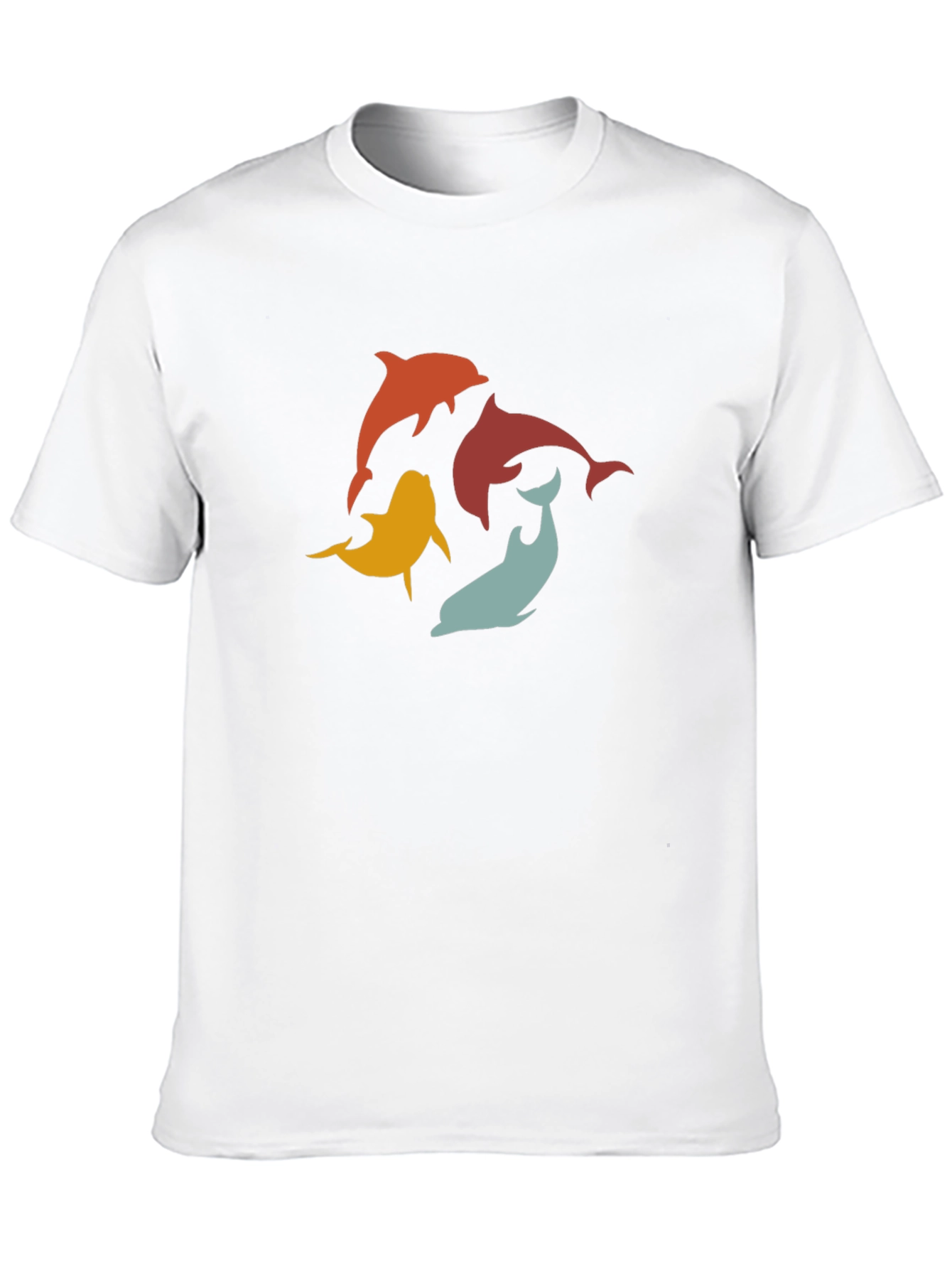 Black Retro Dolphin Graphic Tee - Black Cotton T-Shirt view 10