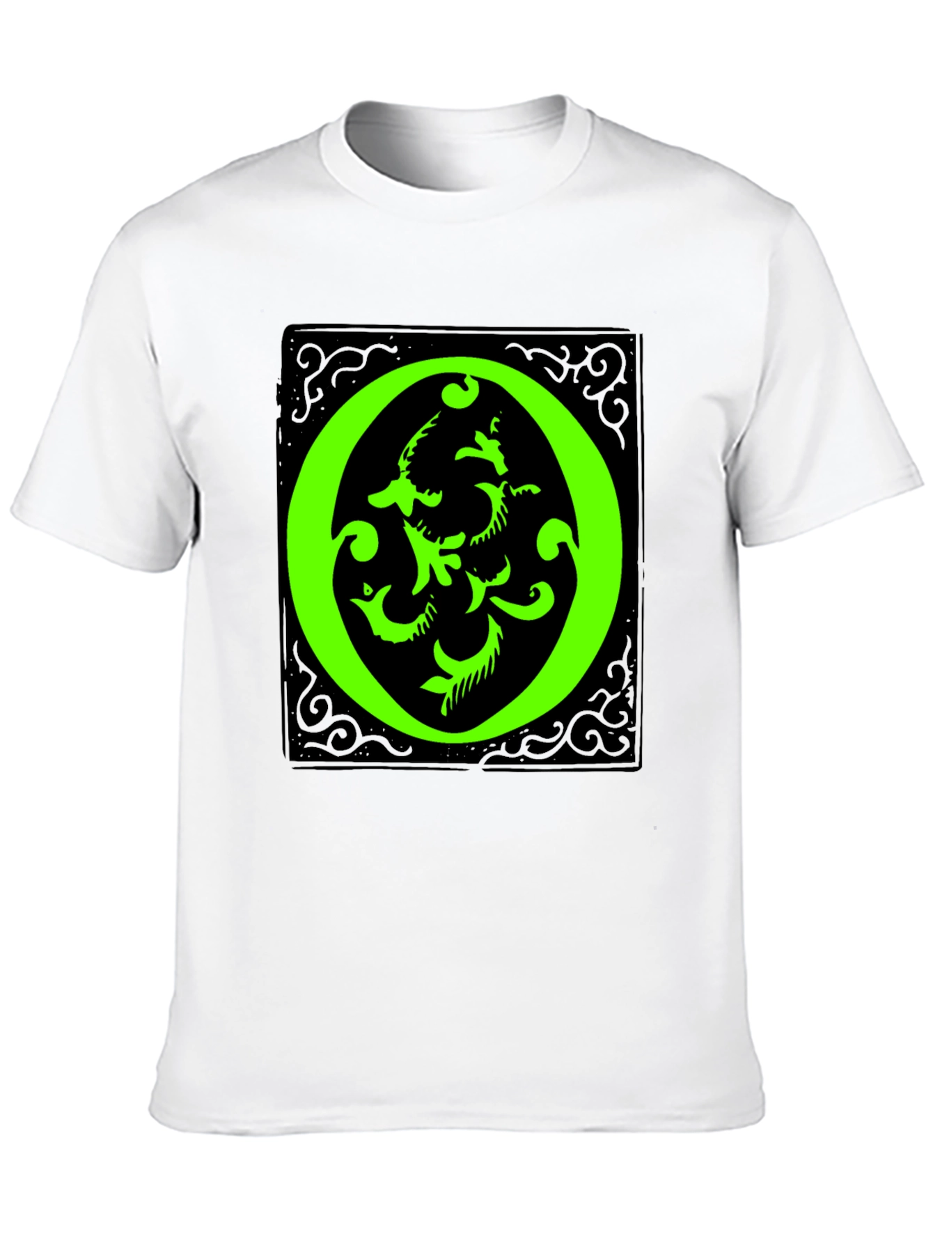 Black Abstract Green "O" Graphic Black T-Shirt view 10