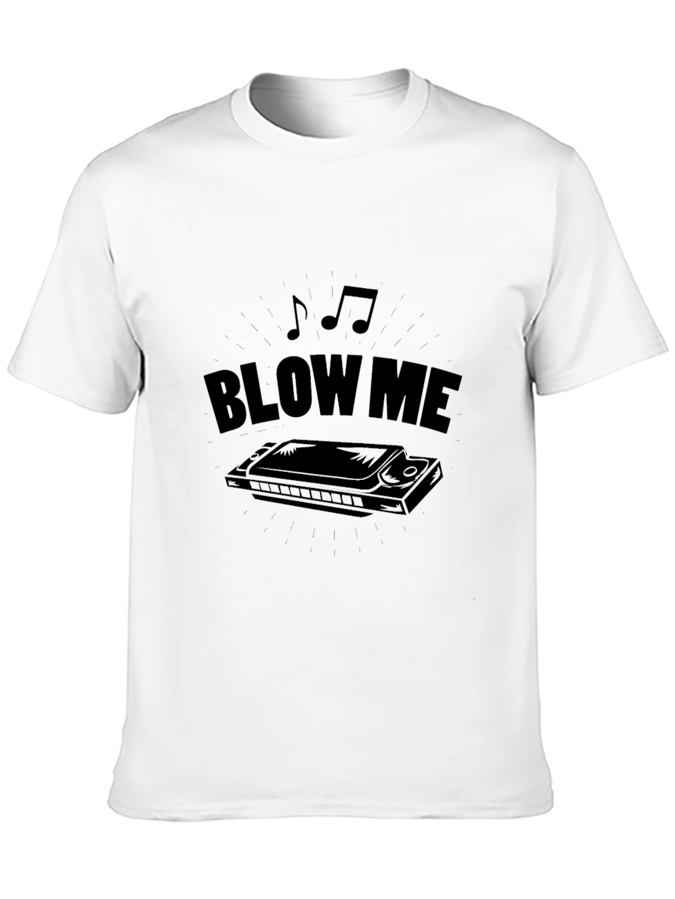 Black Blow Me Harmonica T-Shirt - Musical Humor Tee view 10