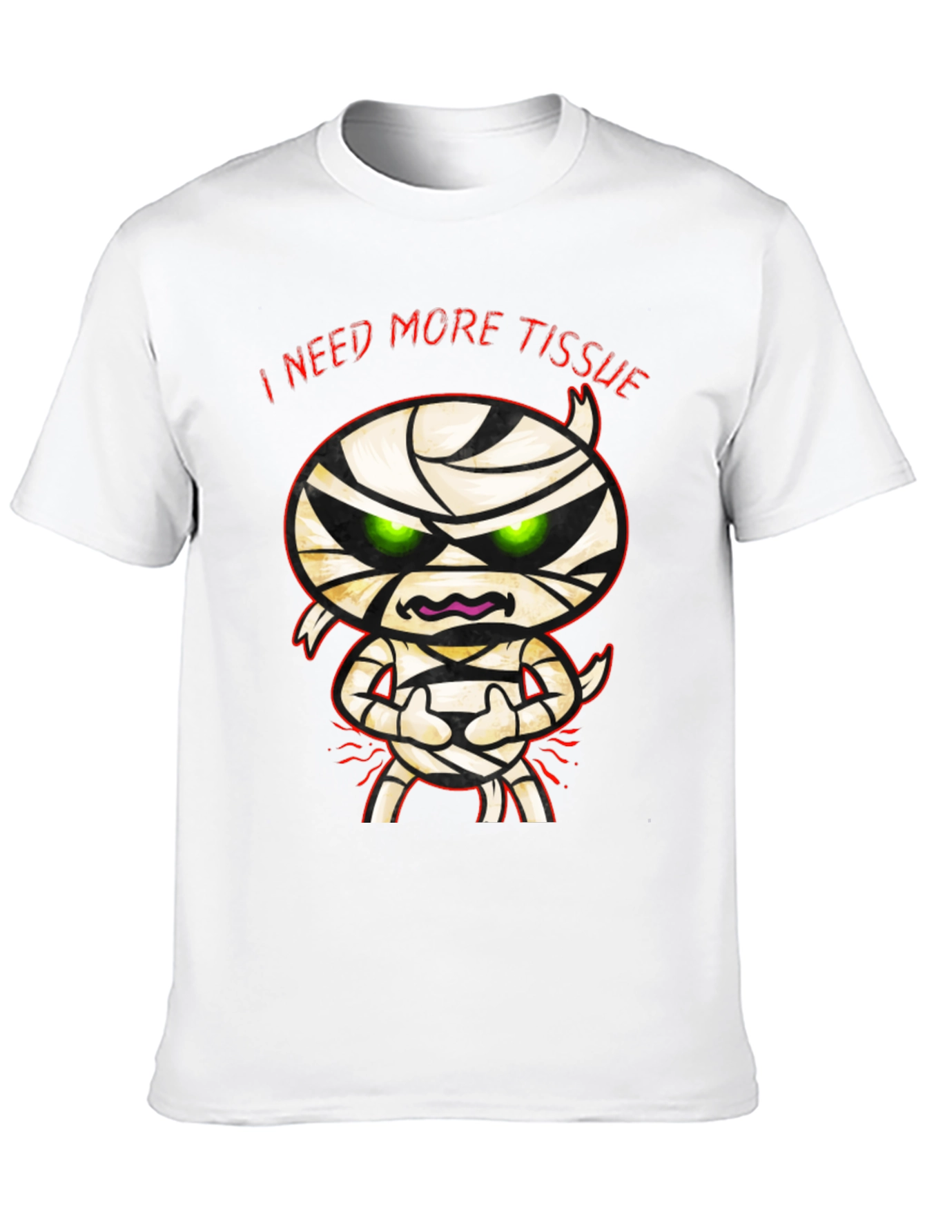 Black I Need More Tissue Mummy T-Shirt - Funny Halloween Tee view 10
