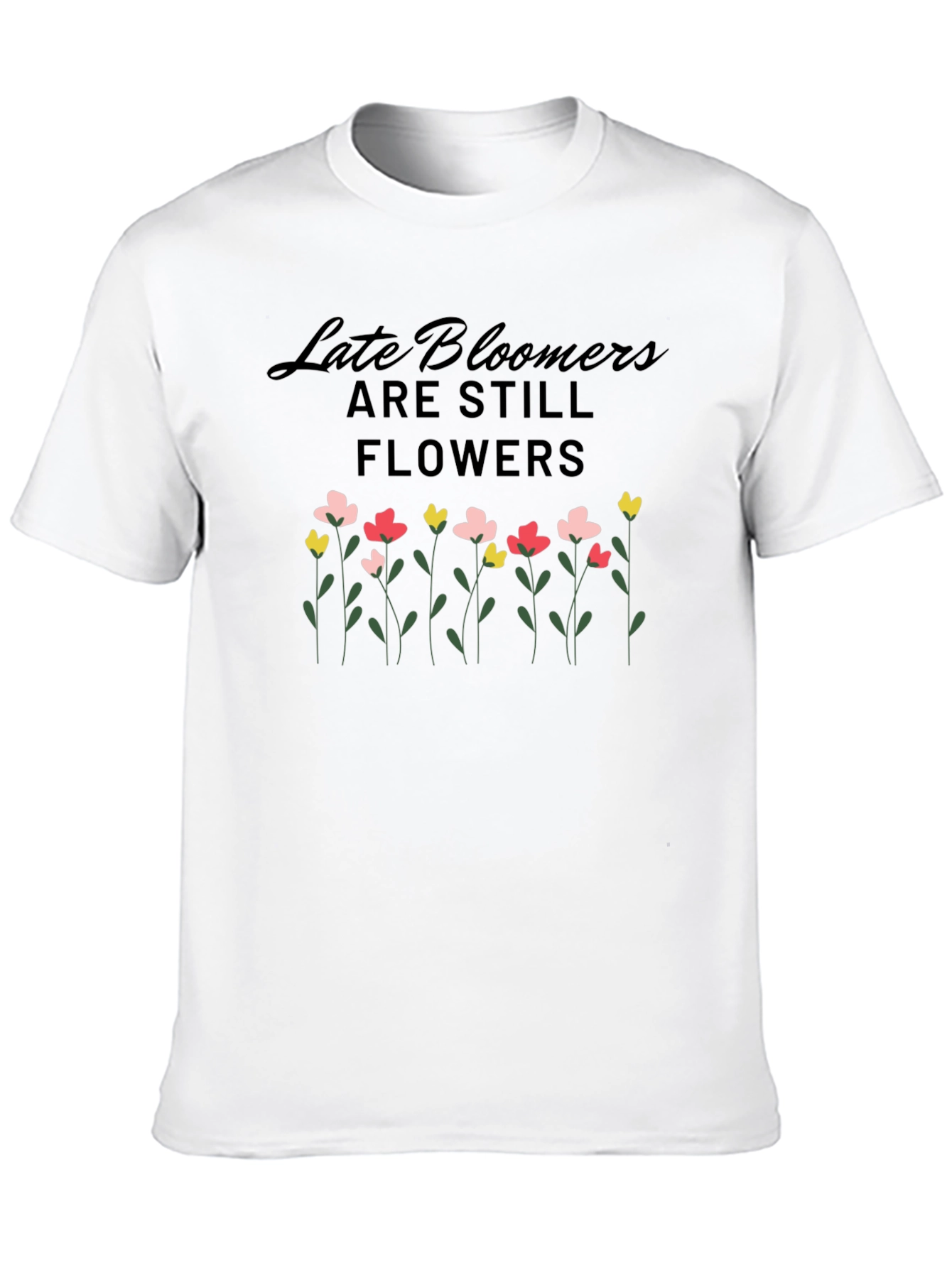 Black Late Bloomers T-Shirt - Floral Design view 10