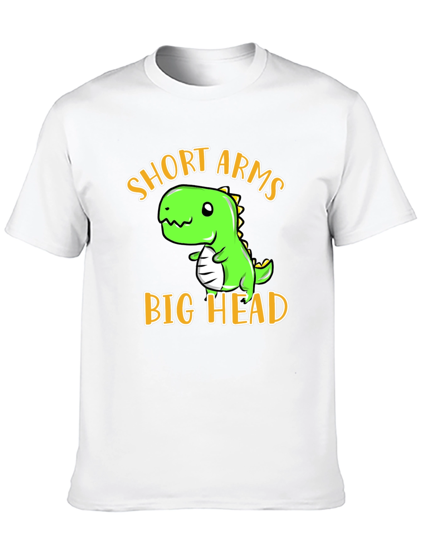 Black Short Arms Big Head T-Shirt - Funny Dino Tee view 10