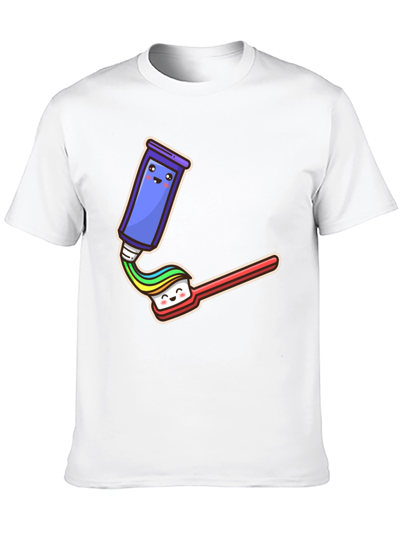 Black Cute Cartoon Toothpaste & Brush Black Tee view 10