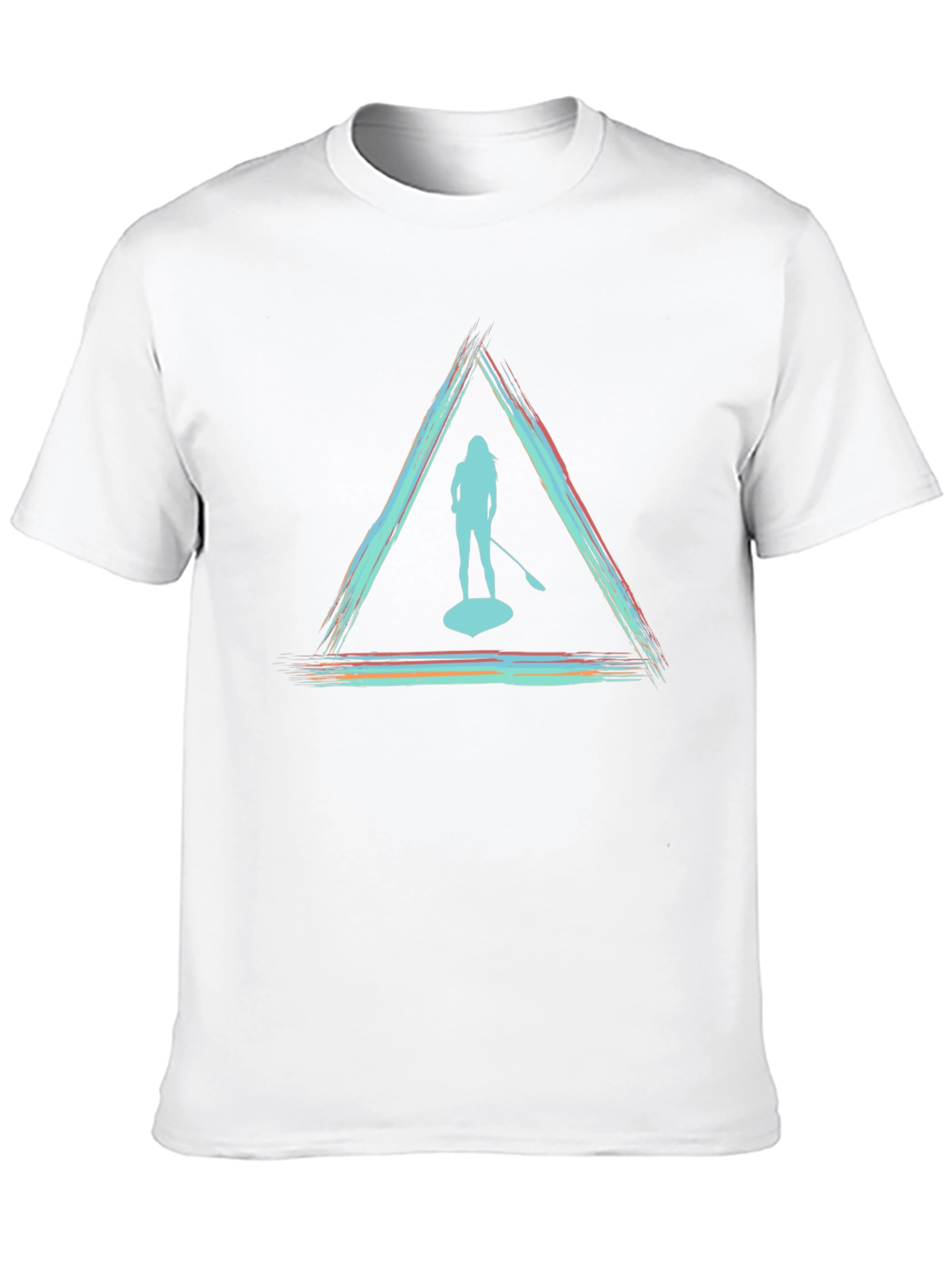 Black Paddleboarder Triangle Graphic Tee - Unisex Black T-Shirt view 10