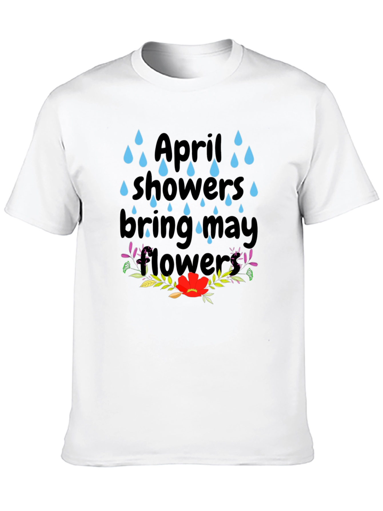 Black April Showers T-Shirt - Spring Flowers Tee view 10